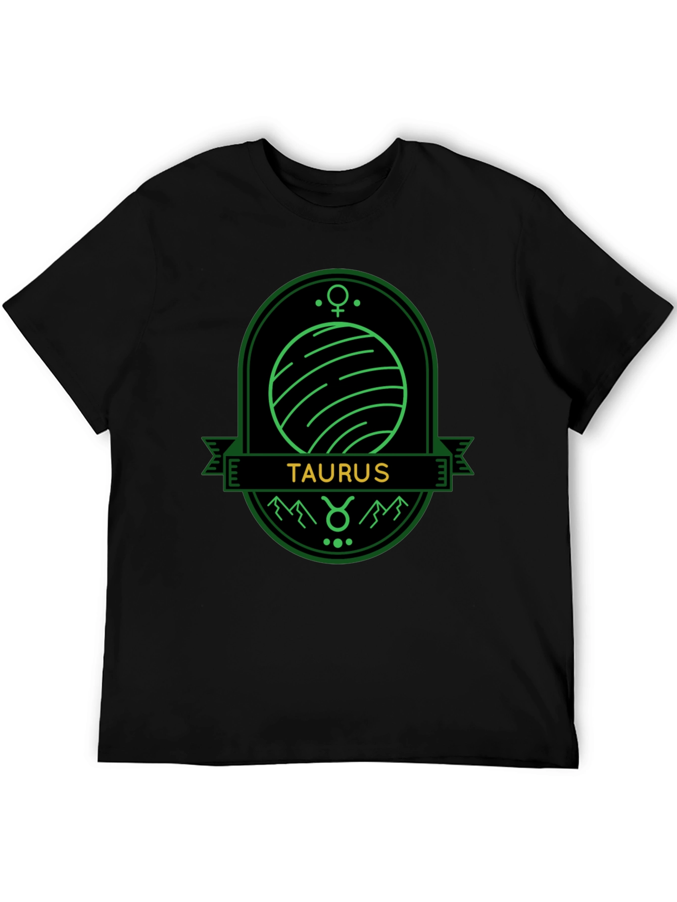 Taurus Zodiac Sign Graphic Tee - Unisex Black T-Shirt