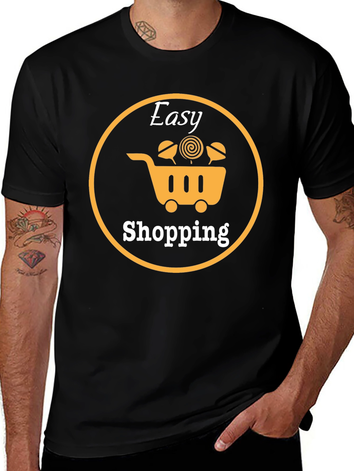 Easy Shopping Black T-Shirt | Fun & Comfortable