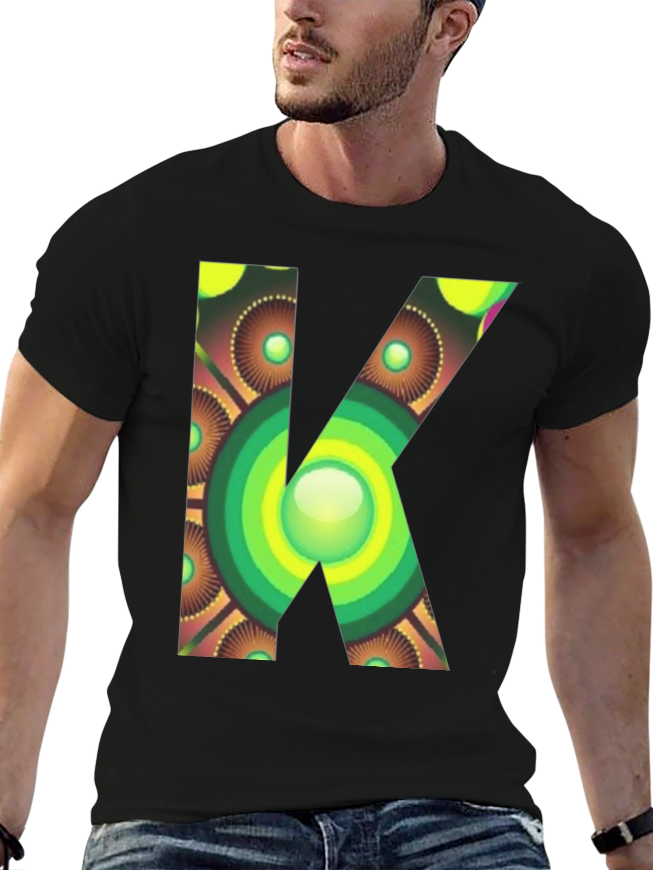Abstract Letter K Graphic Tee - Unique Design