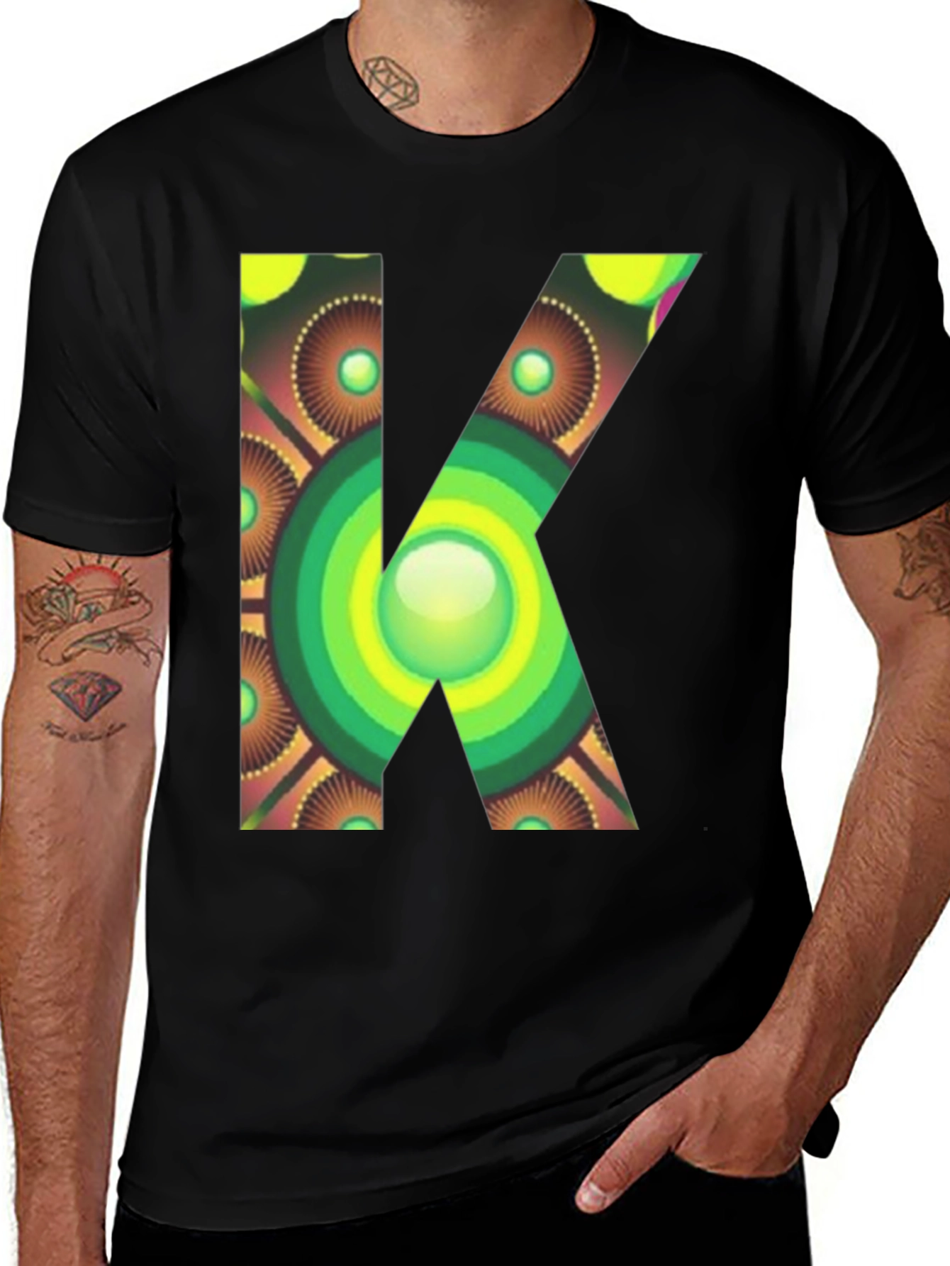 Abstract Letter K Graphic Tee - Unique Design
