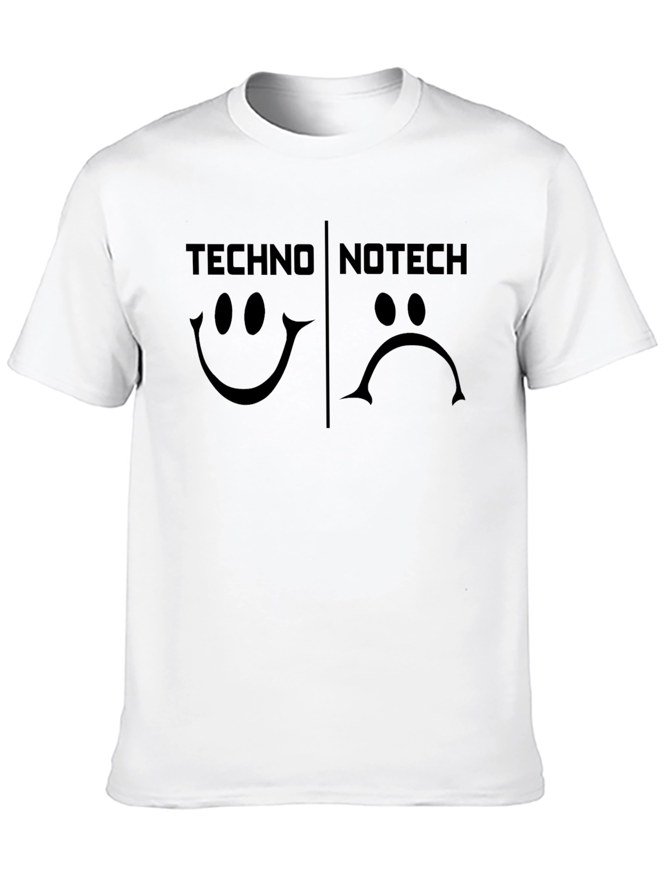 Techno No Tech T-Shirt Happy Sad Graphic Tee