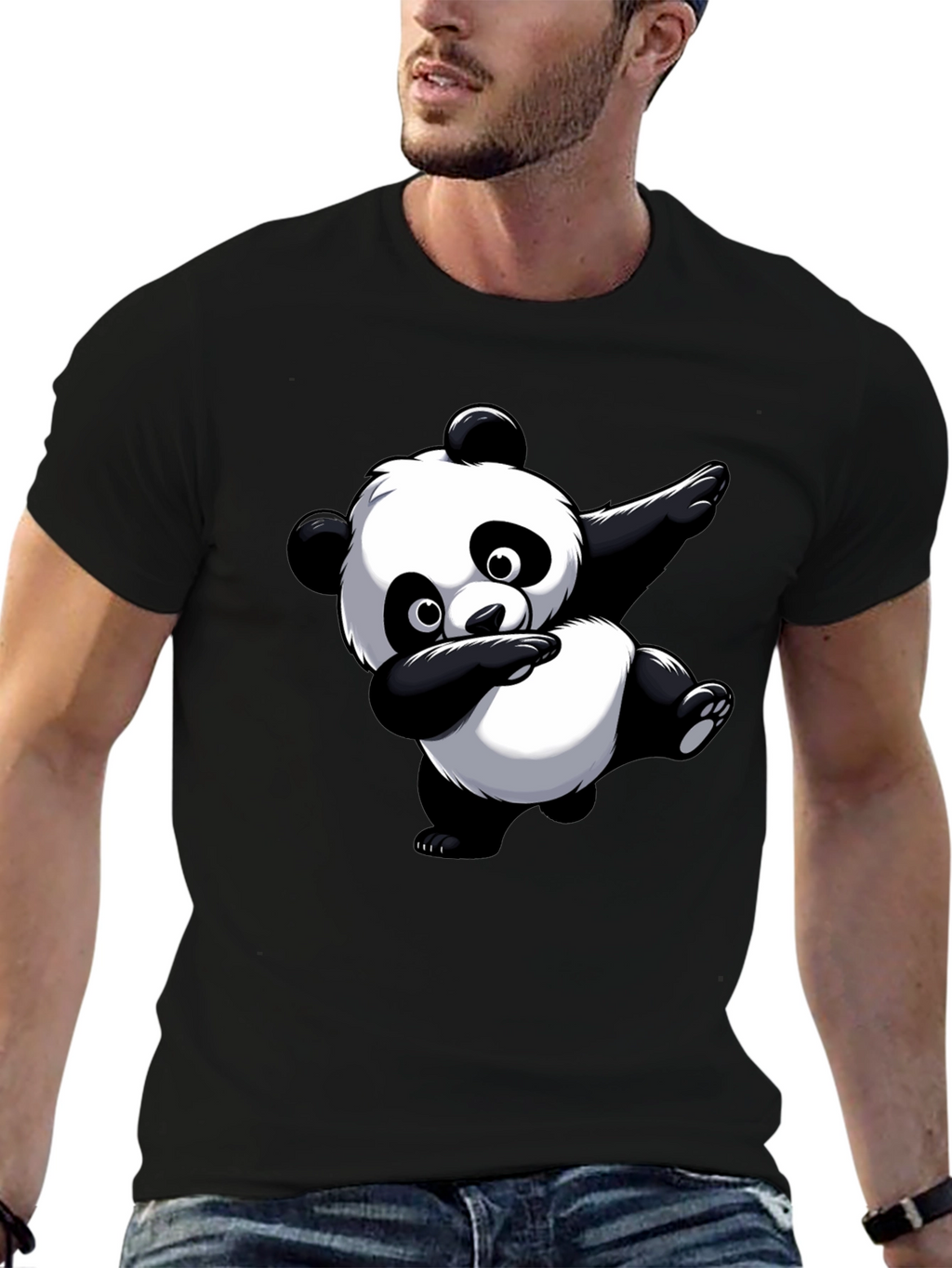 Dabbing Panda Graphic Tee - Black