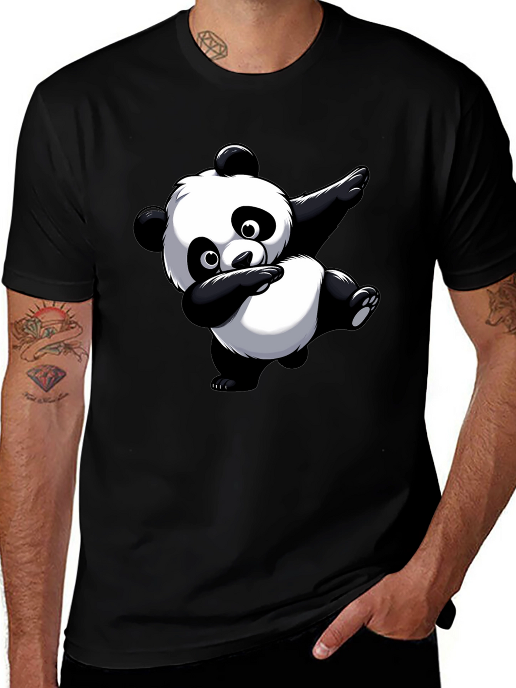 Dabbing Panda Graphic Tee - Black