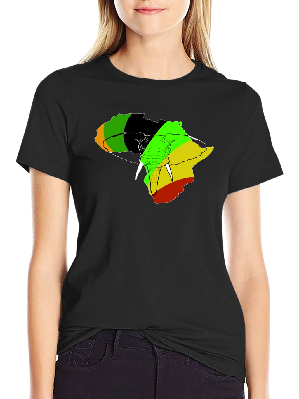 Africa Elephant Rasta T-Shirt - Mens