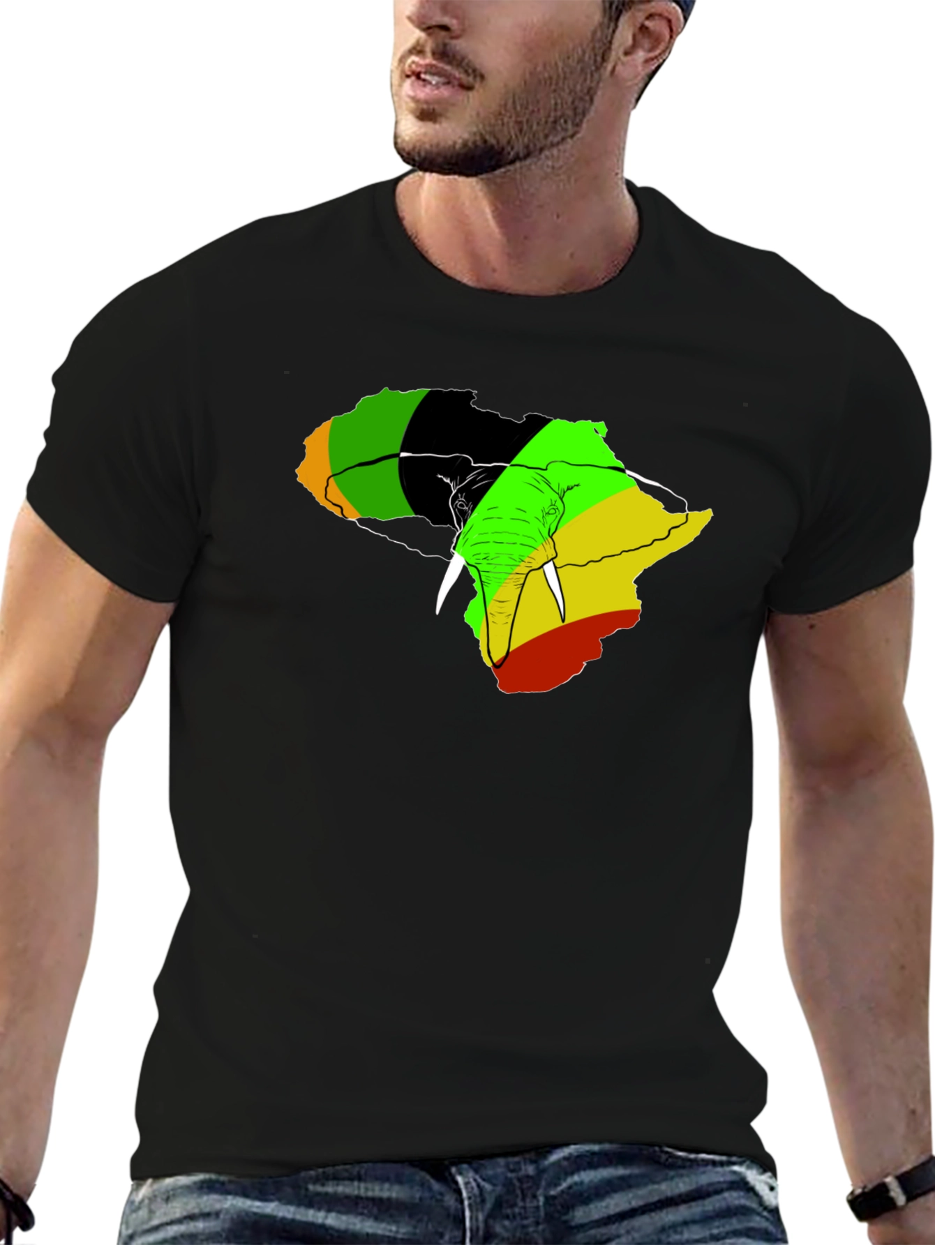 Africa Elephant Rasta T-Shirt - Mens