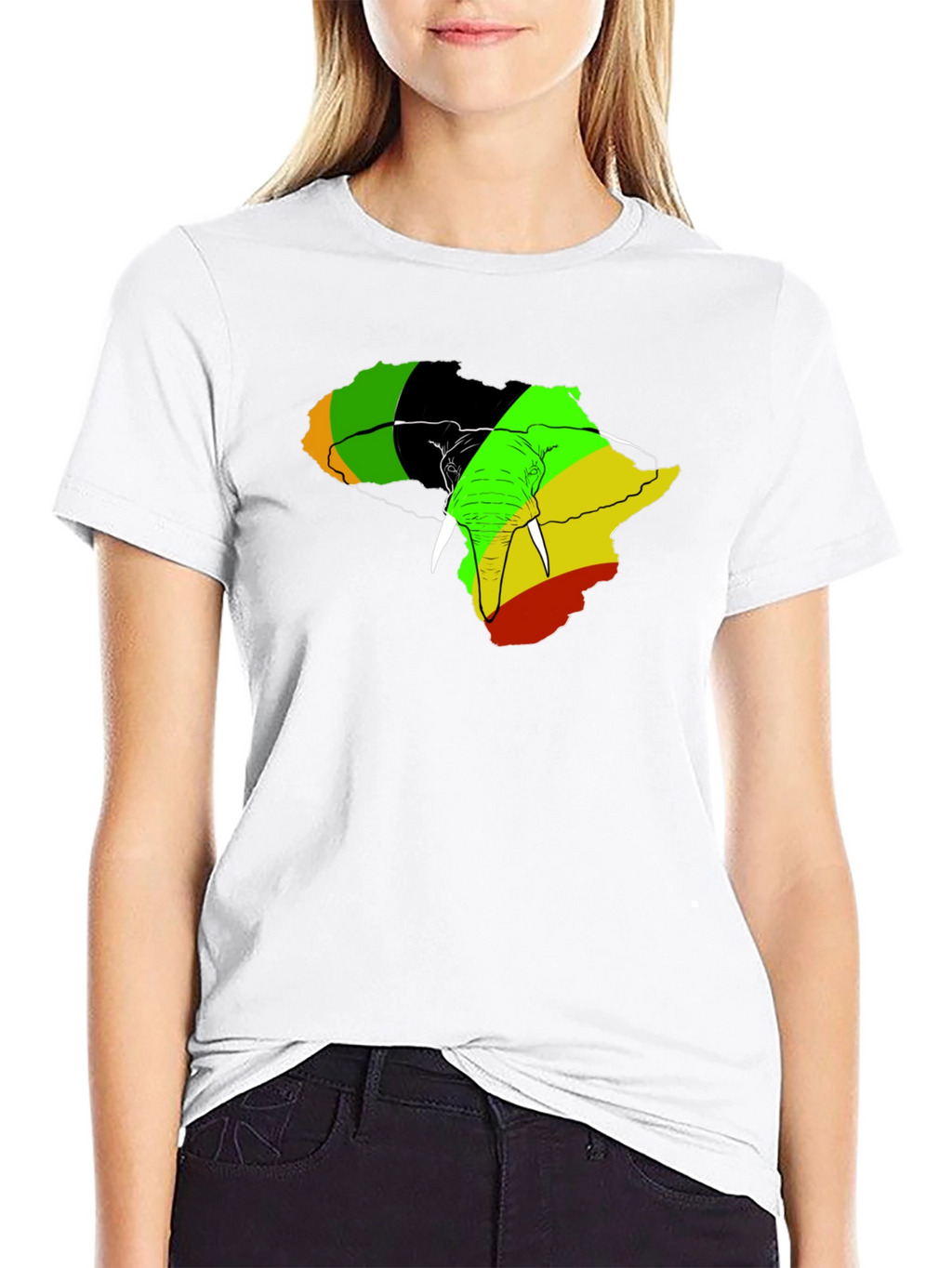 Africa Elephant Rasta T-Shirt - Mens