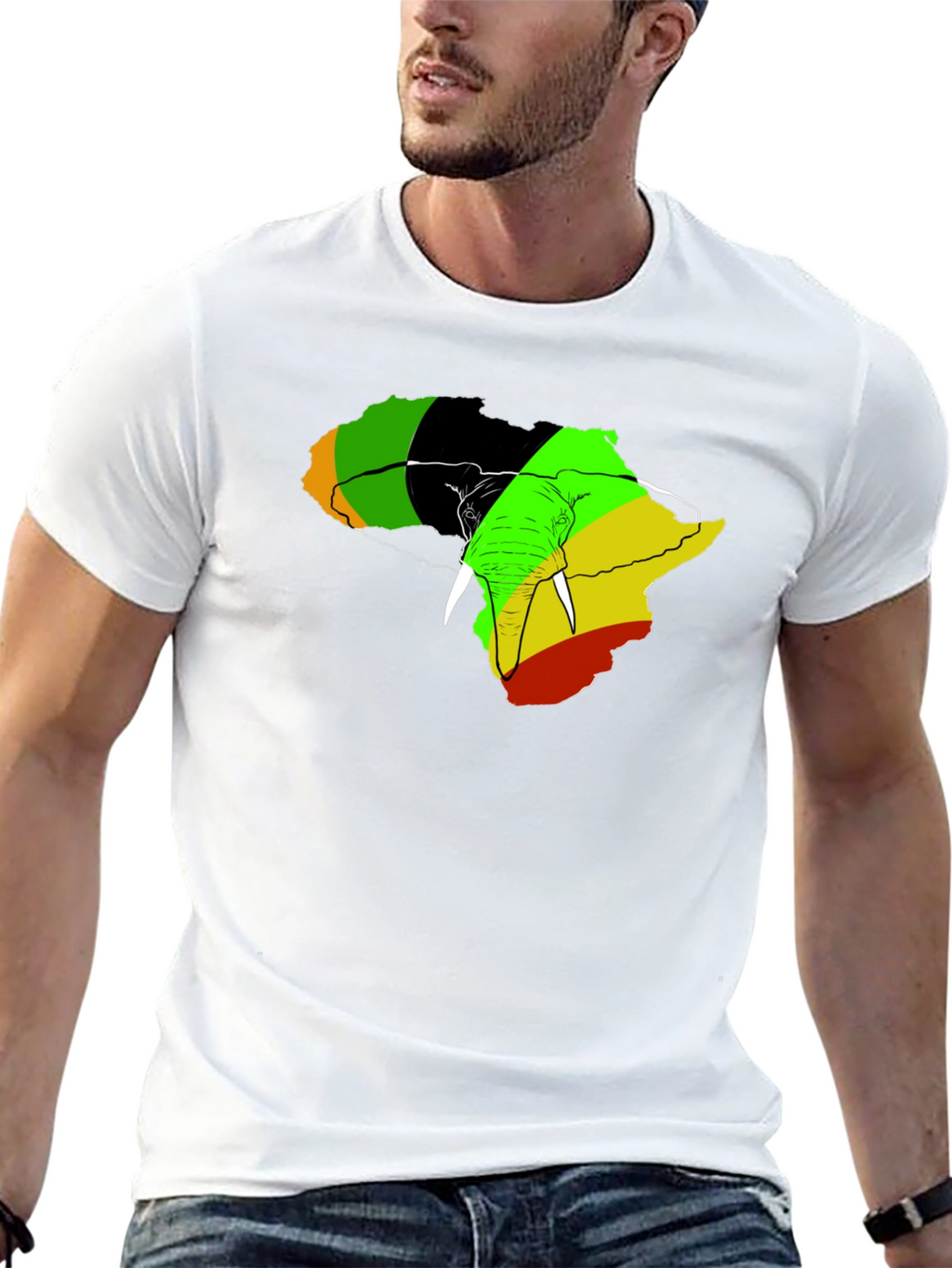Africa Elephant Rasta T-Shirt - Mens