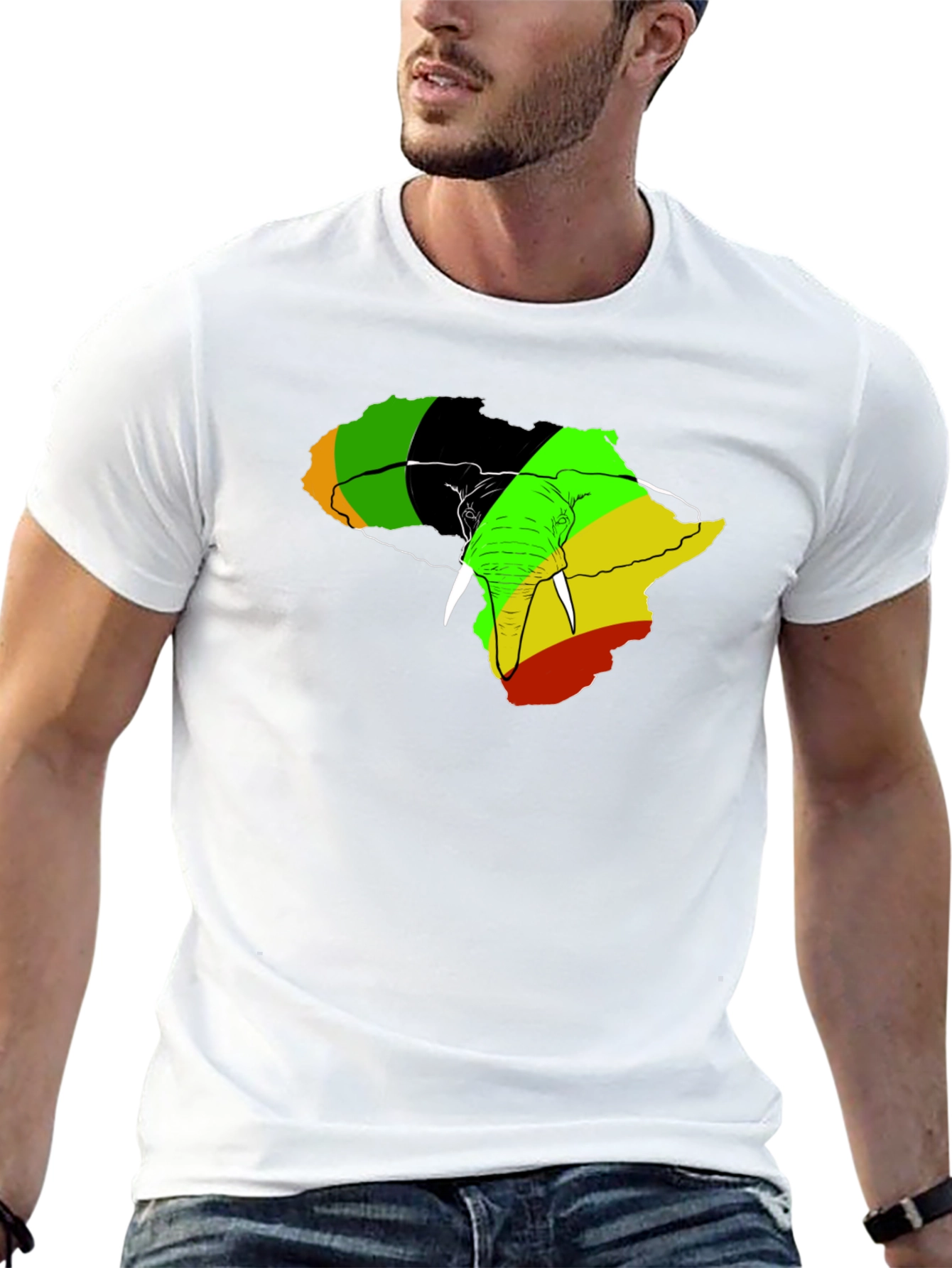 Africa Elephant Rasta T-Shirt - Mens