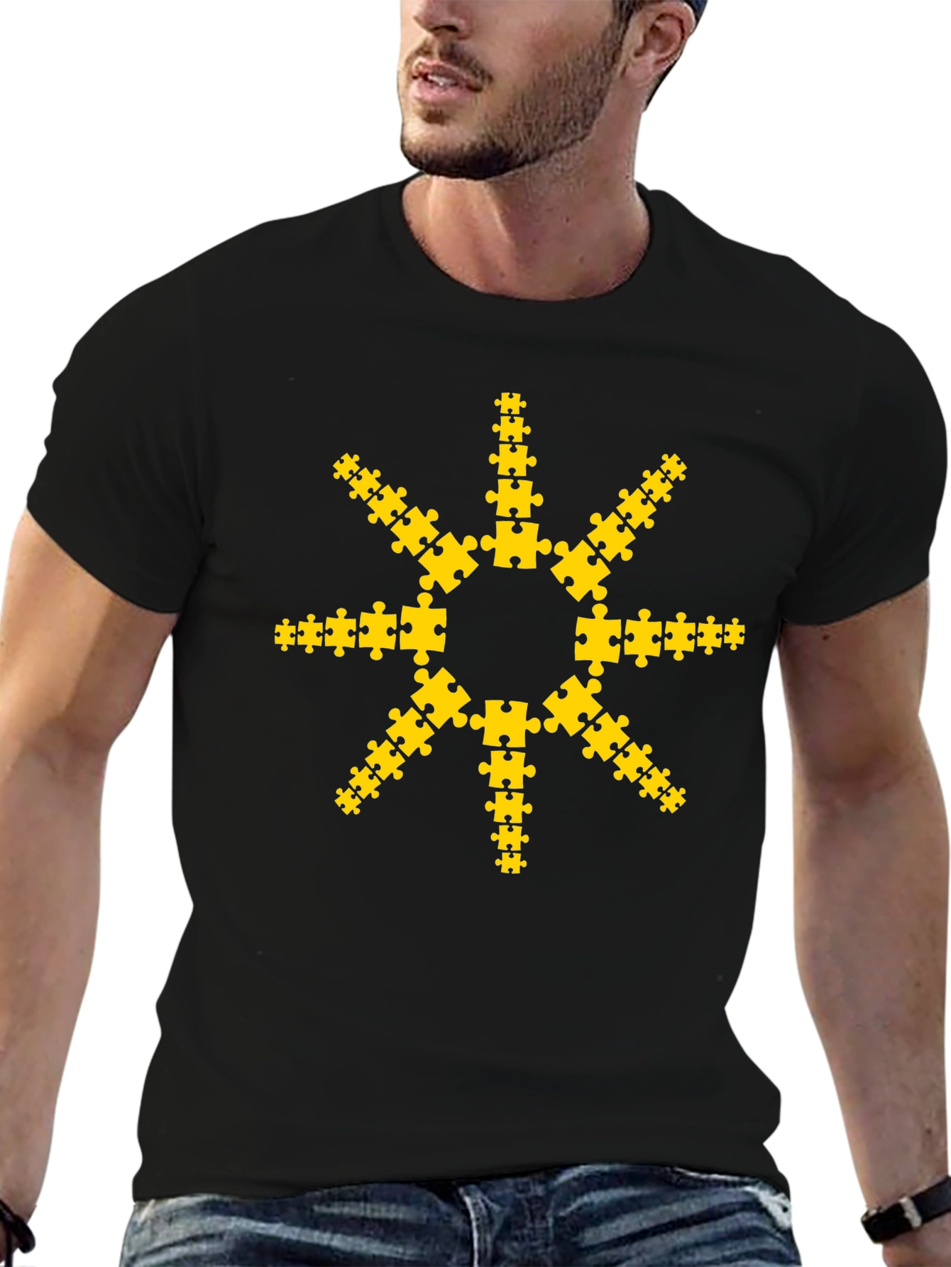 Puzzle Piece Sun Graphic T-Shirt