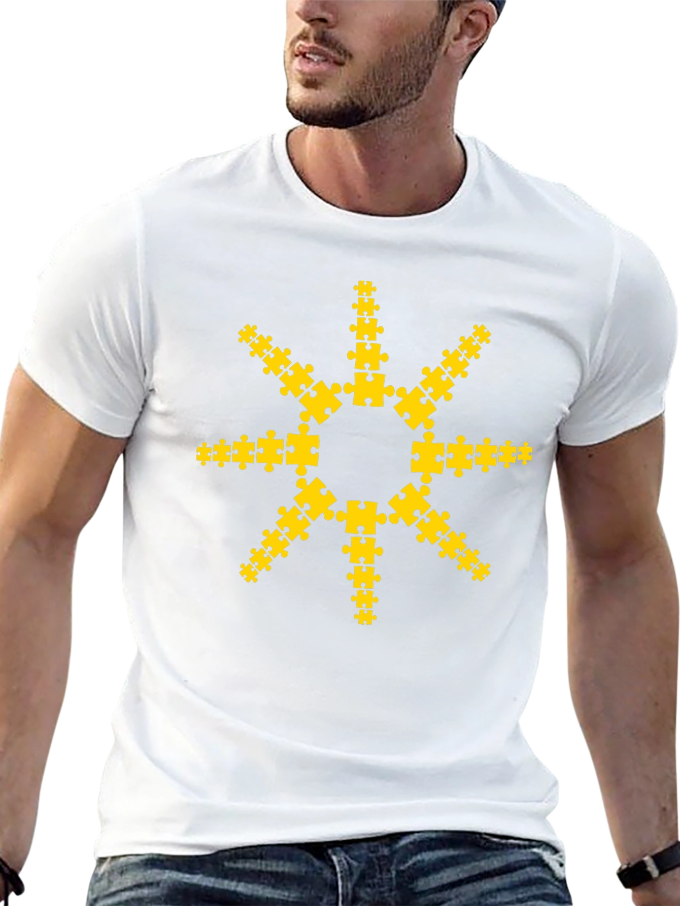 Puzzle Piece Sun Graphic T-Shirt