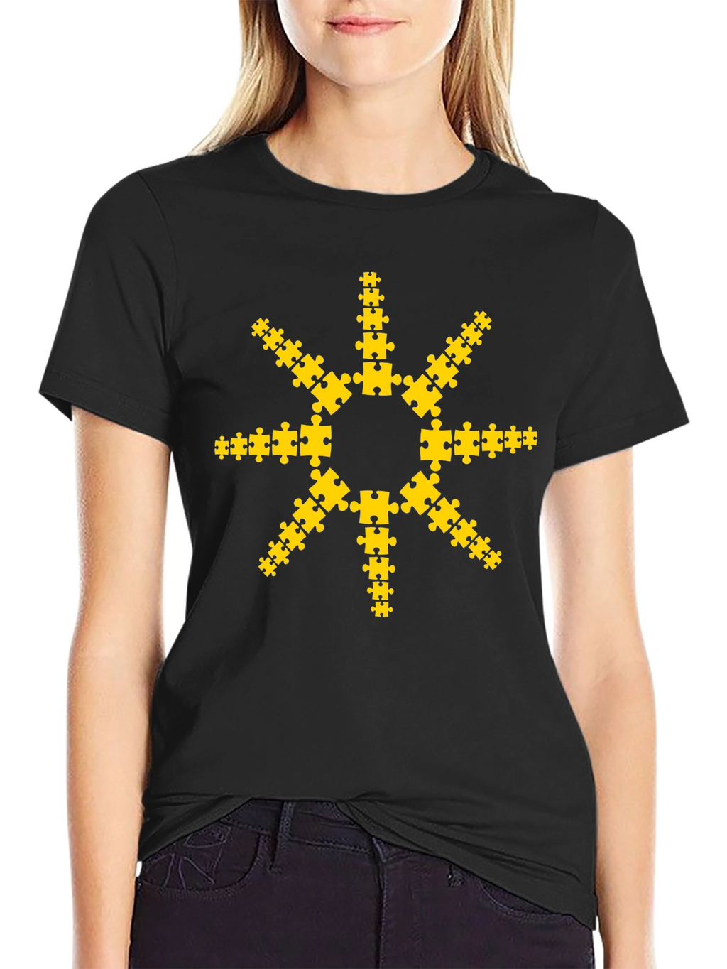 Puzzle Piece Sun Graphic T-Shirt
