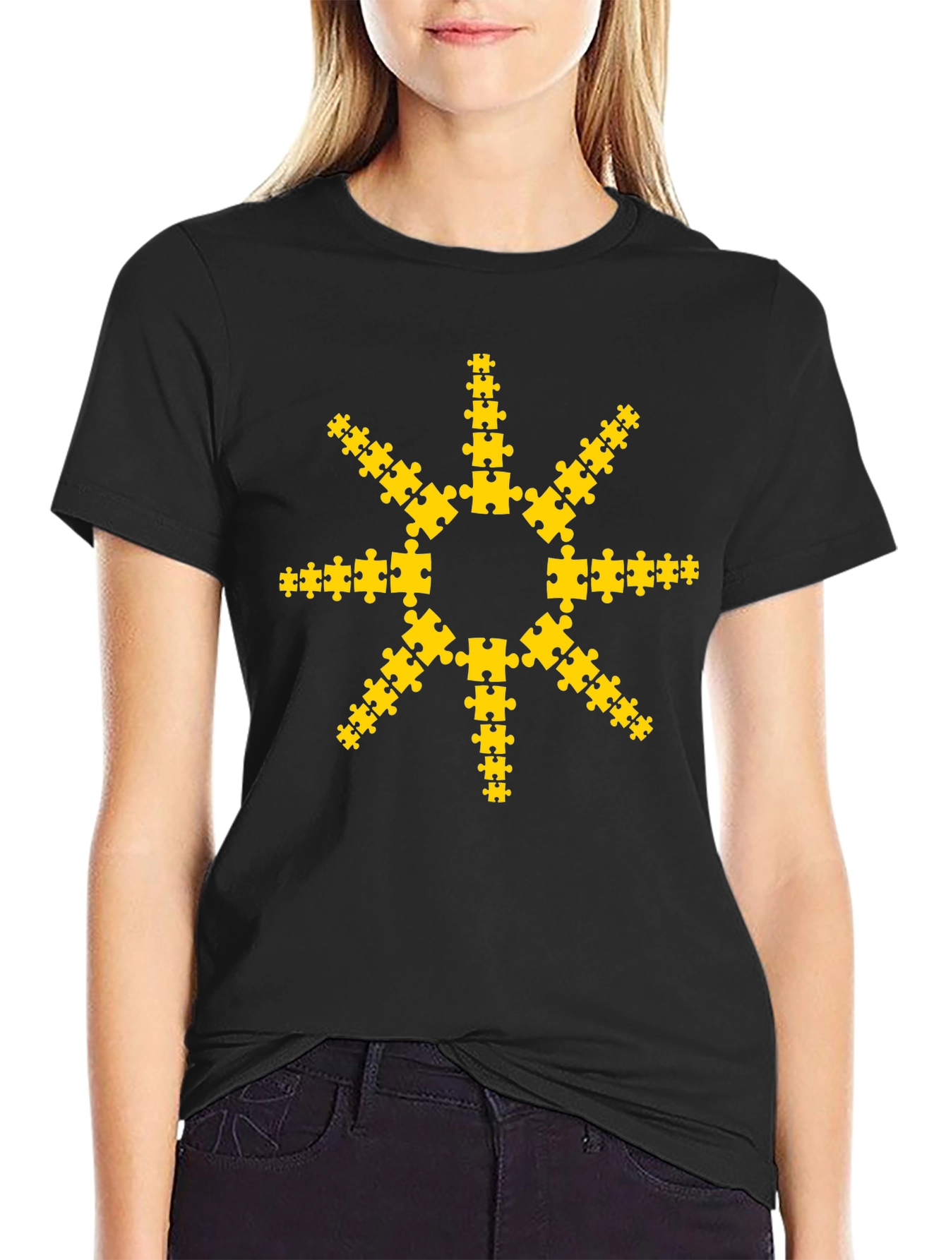 Puzzle Piece Sun Graphic T-Shirt