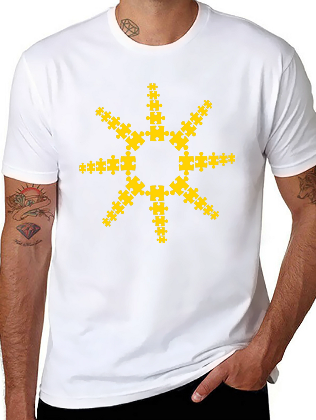 Puzzle Piece Sun Graphic T-Shirt