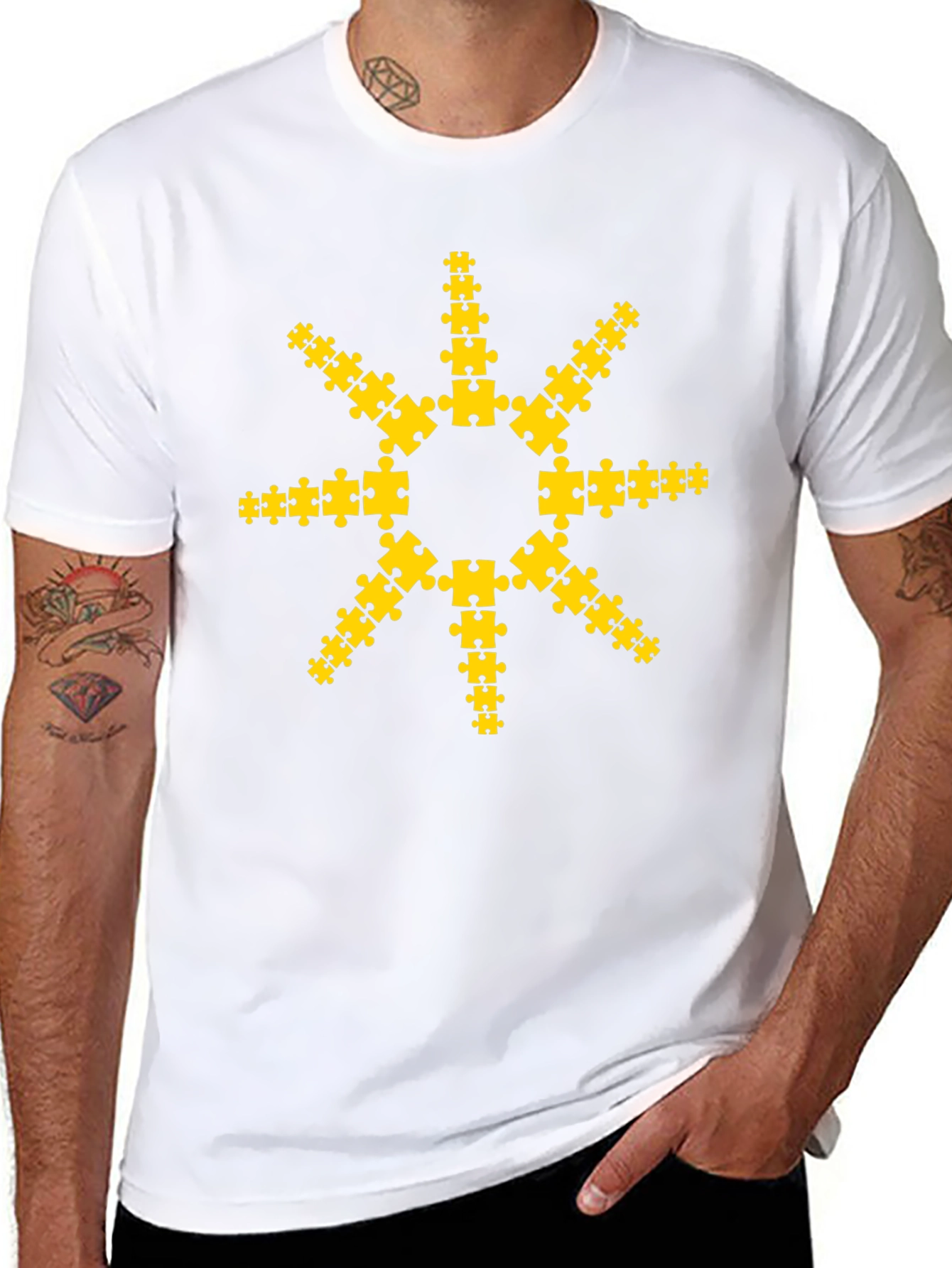 Puzzle Piece Sun Graphic T-Shirt