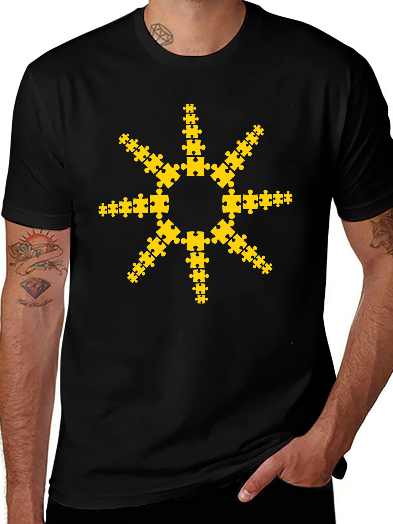 Puzzle Piece Sun Graphic T-Shirt