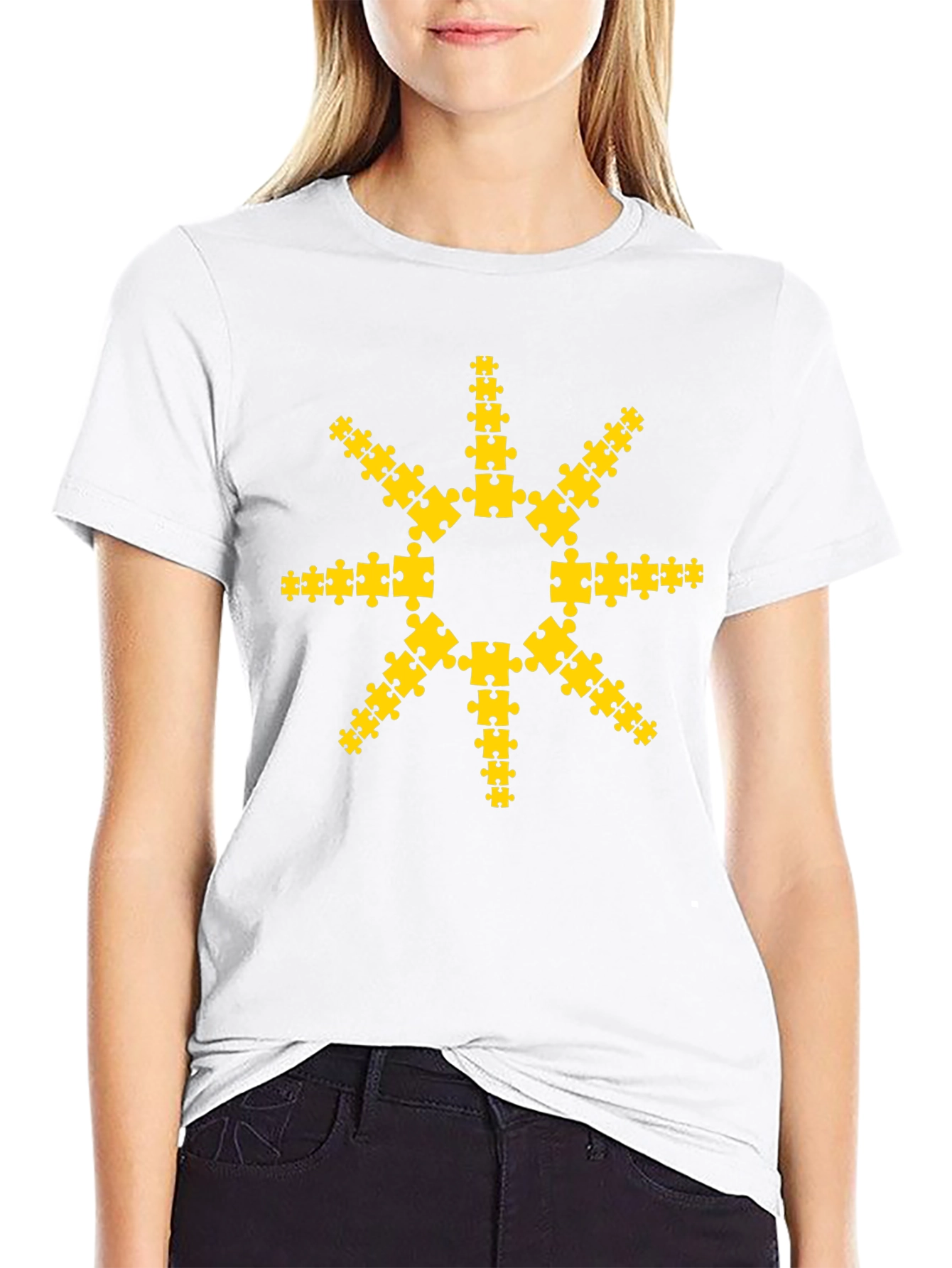 Puzzle Piece Sun Graphic T-Shirt