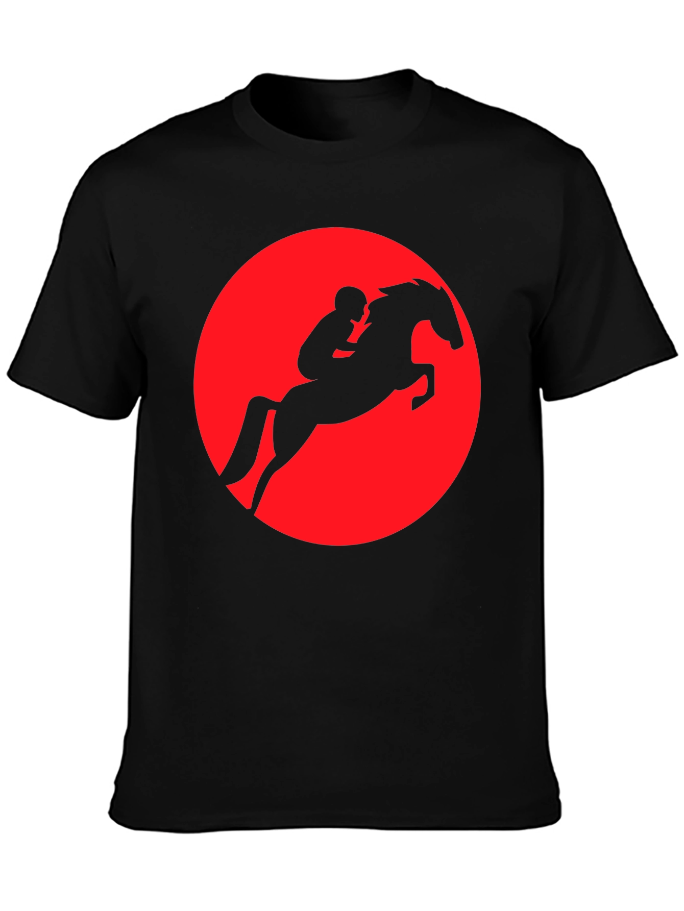 Equestrian Silhouette Tee - Red Circle Horseback Rider Design