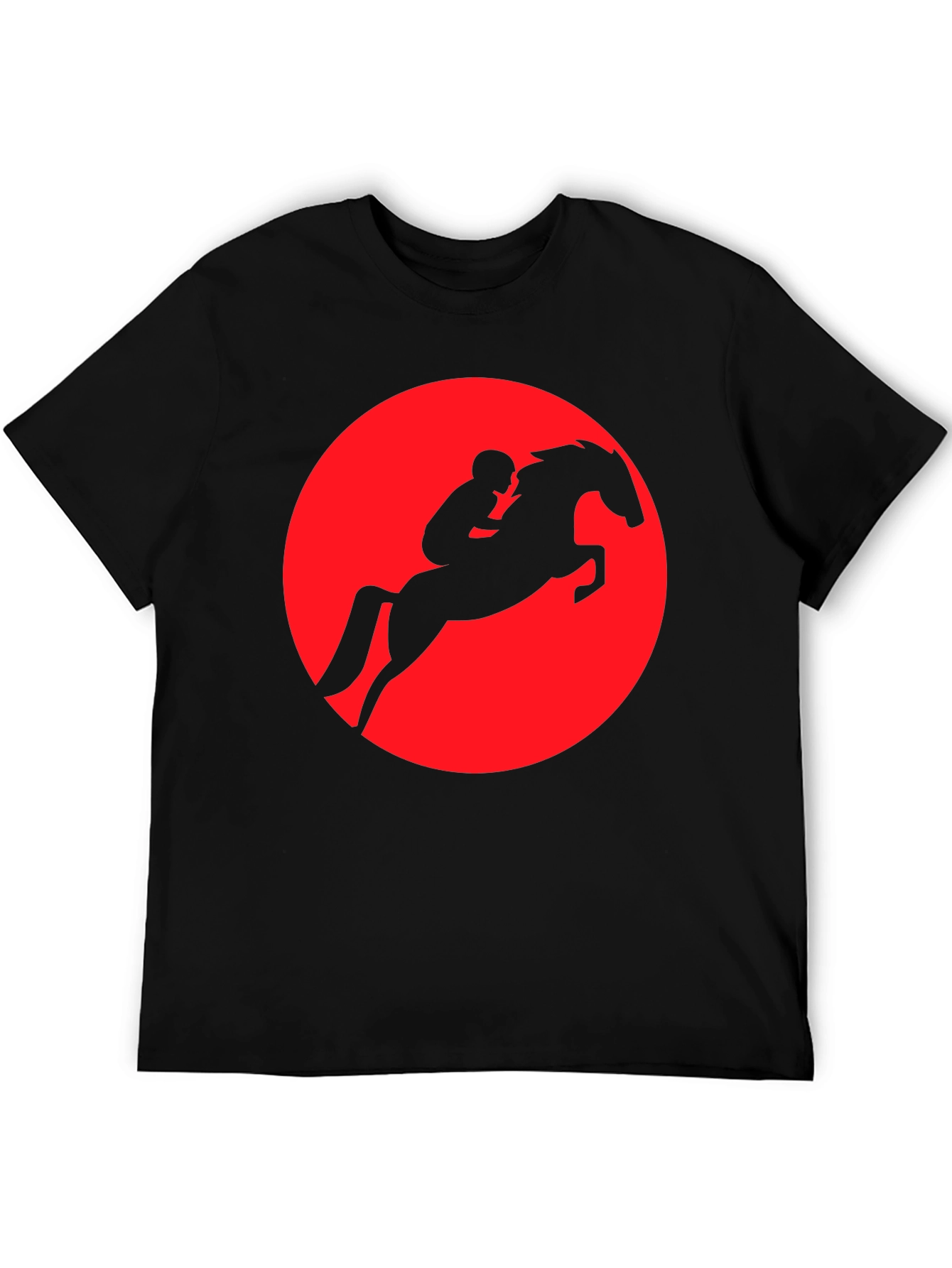 Equestrian Silhouette Tee - Red Circle Horseback Rider Design