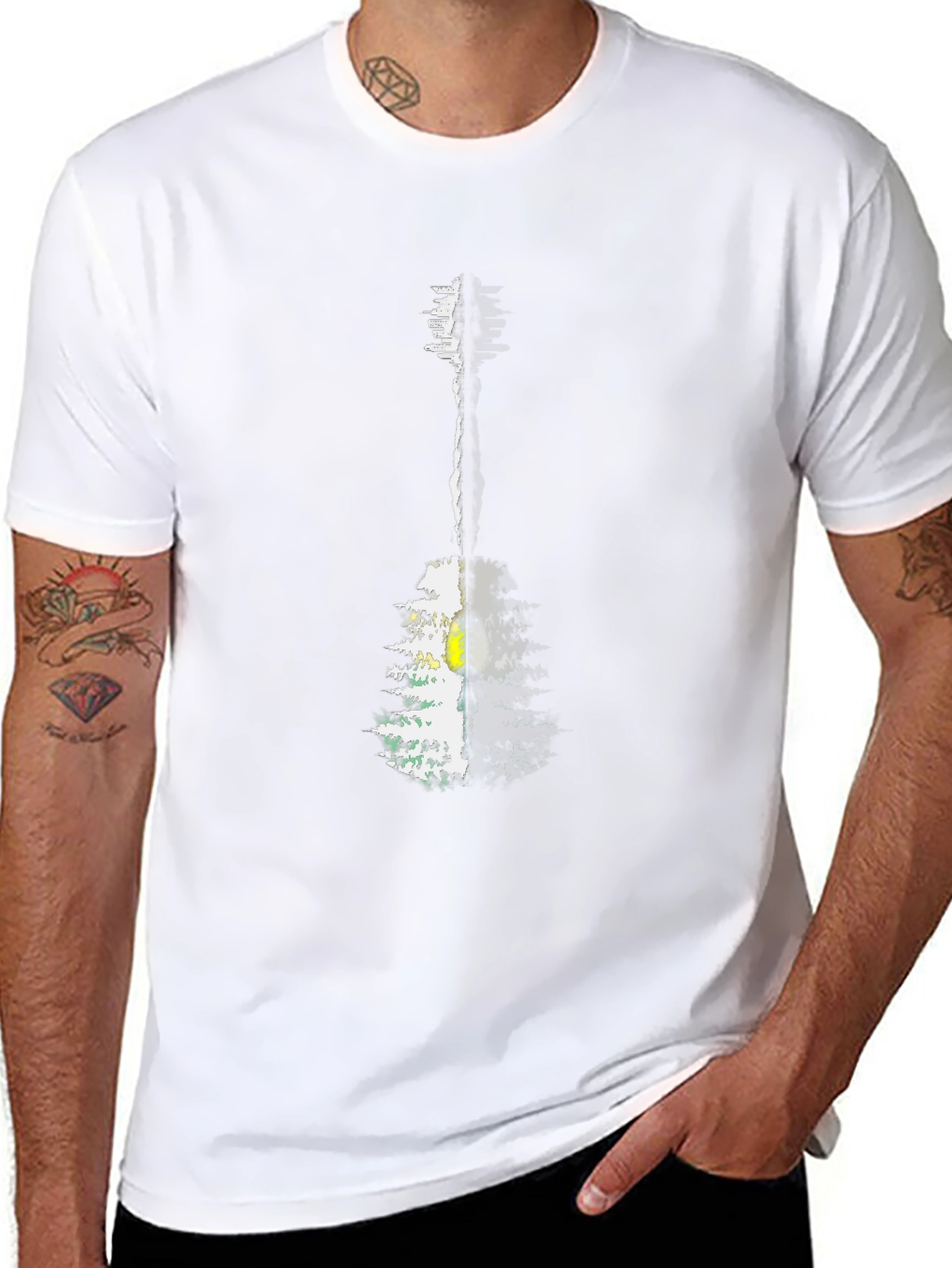 Guitar Forest Graphic Tee - Mens Black T-Shirt