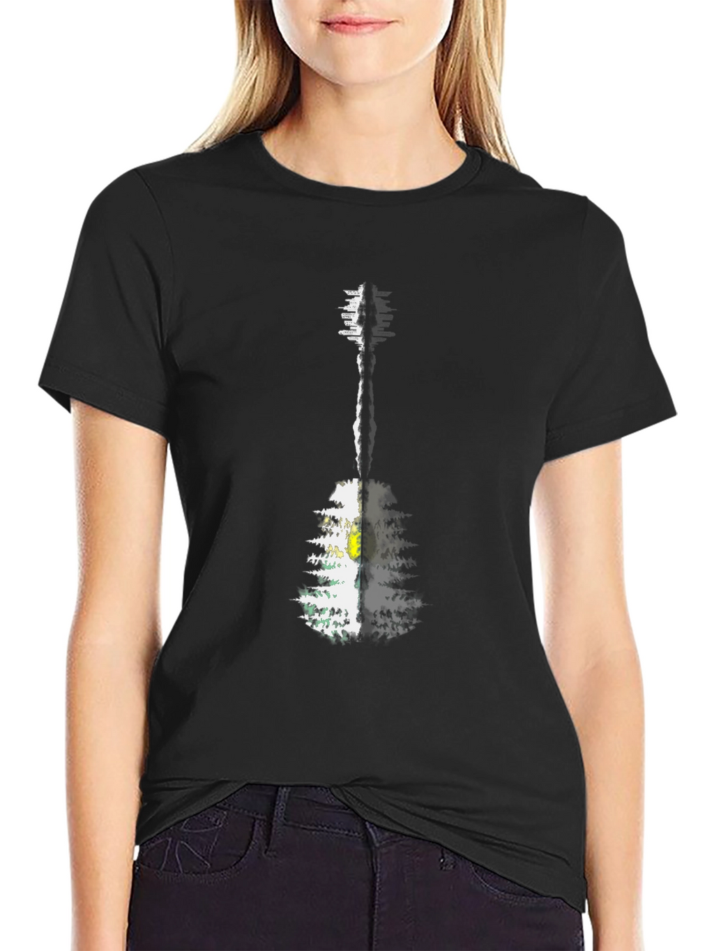 Guitar Forest Graphic Tee - Mens Black T-Shirt