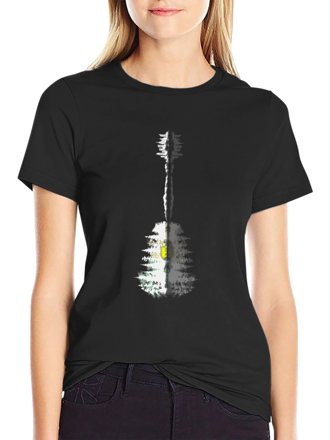 Guitar Forest Graphic Tee - Mens Black T-Shirt