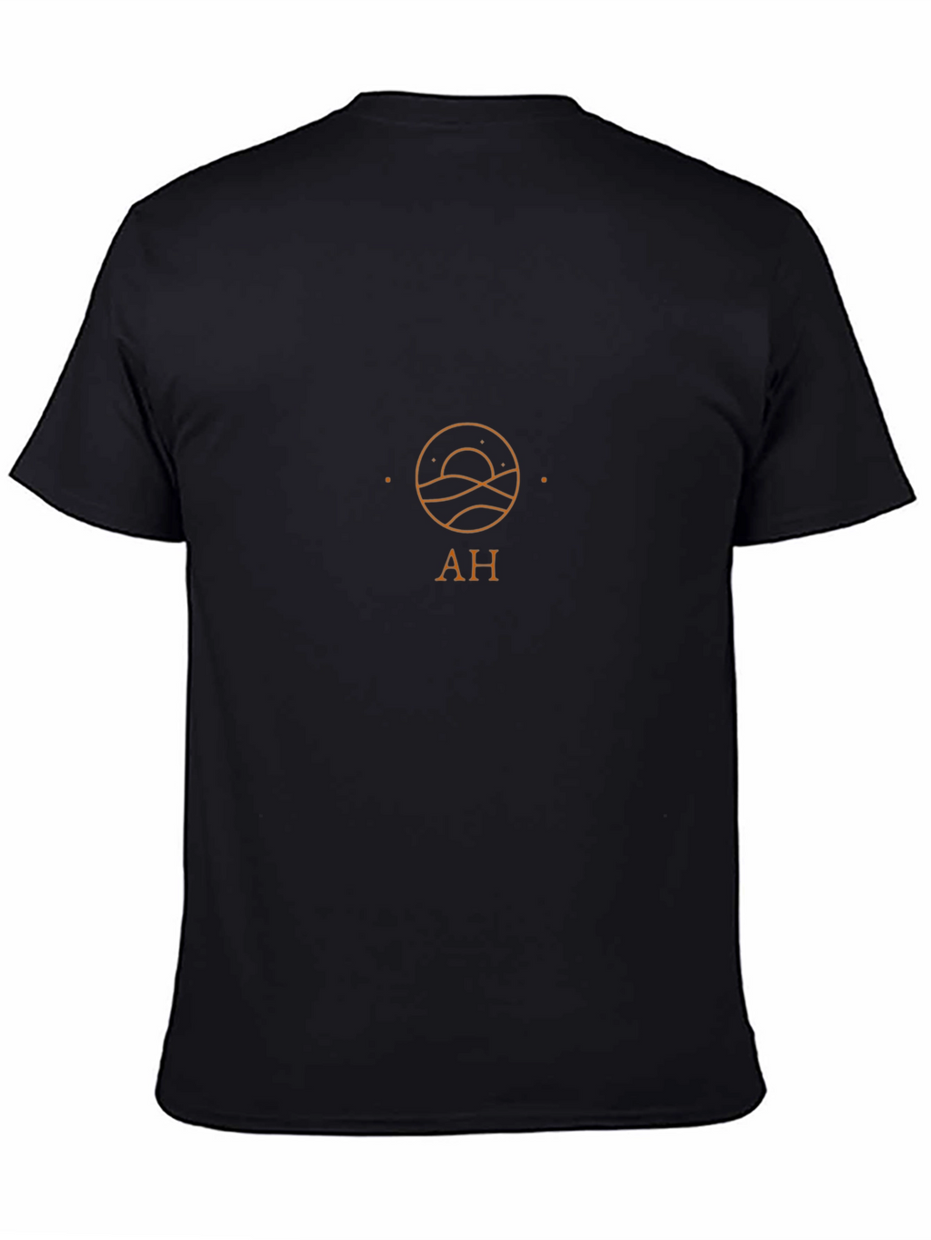 Minimalist Black Tee with Geometric Sun Design