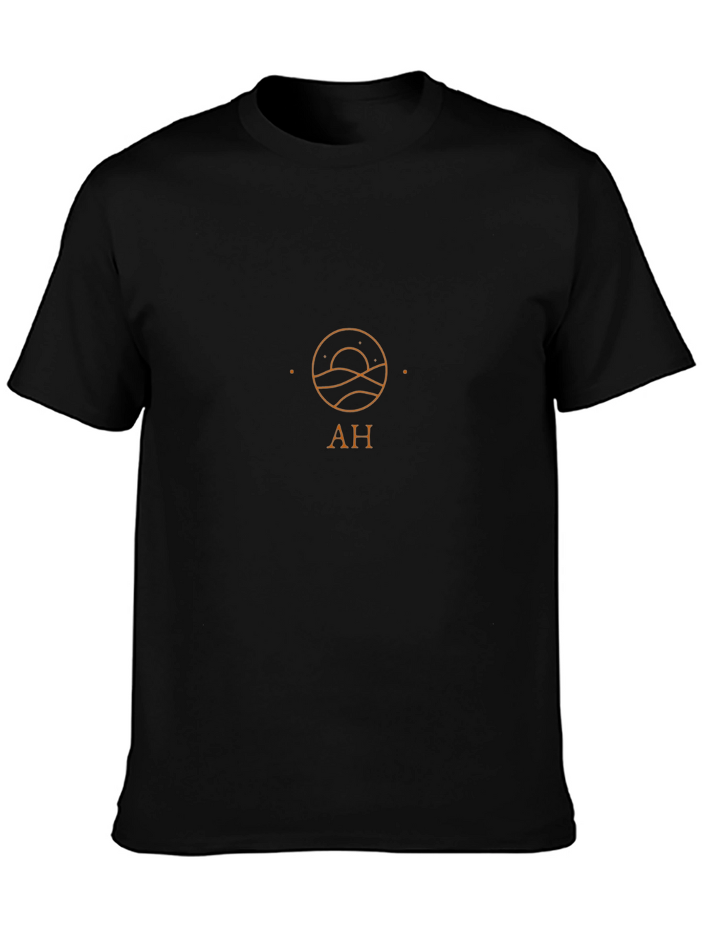 Minimalist Black Tee with Geometric Sun Design