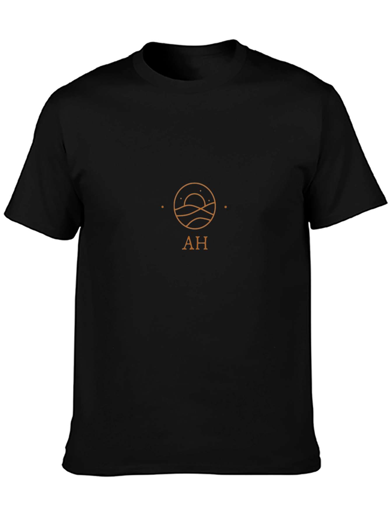 Minimalist Black Tee with Geometric Sun Design