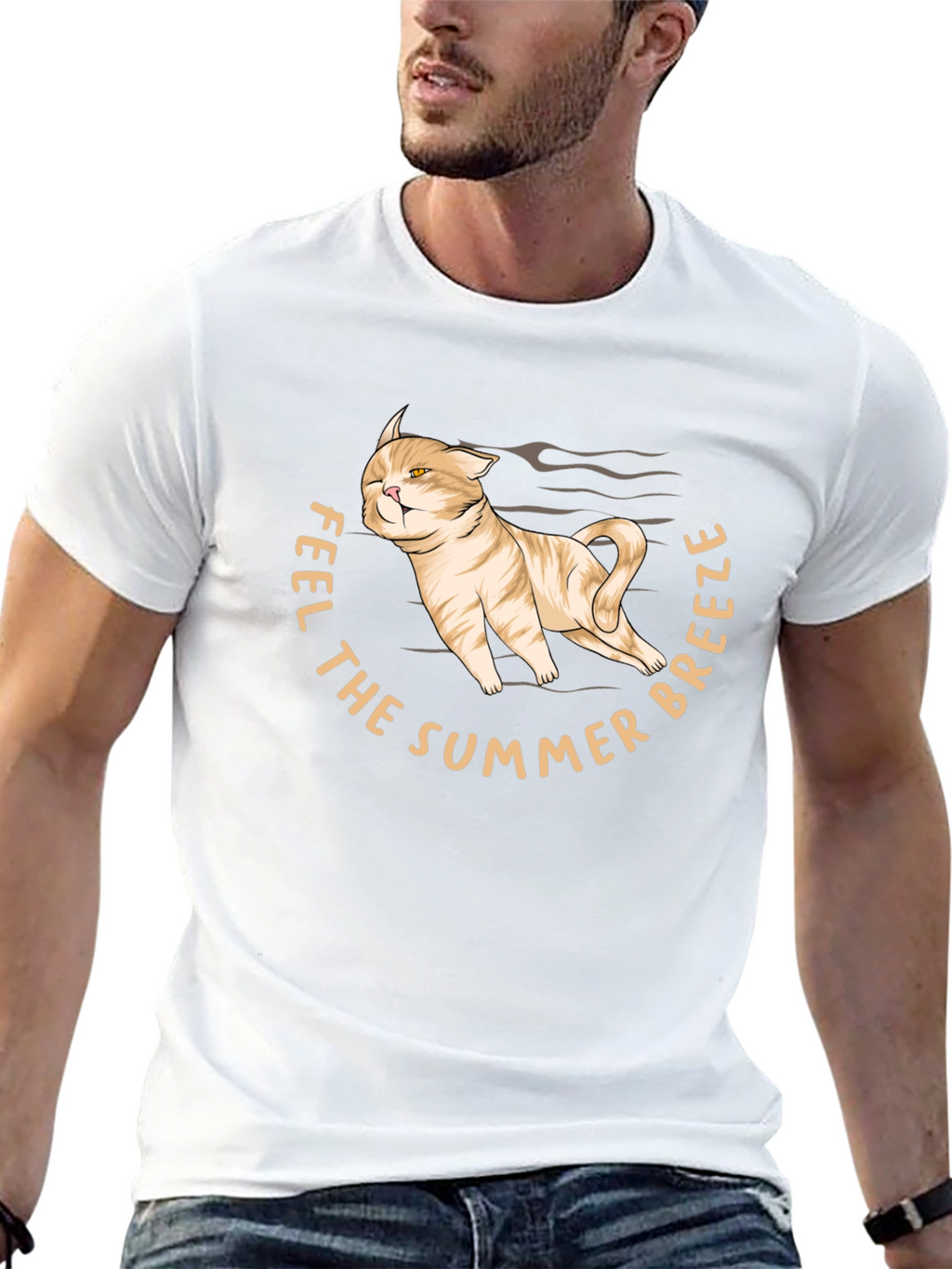 Feel The Summer Breeze Cat Graphic T-Shirt