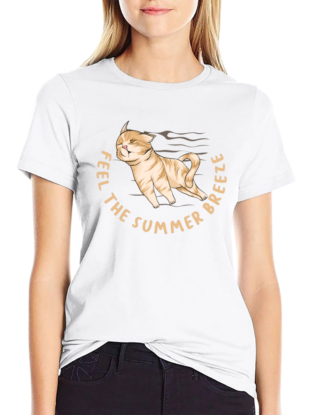 Feel The Summer Breeze Cat Graphic T-Shirt