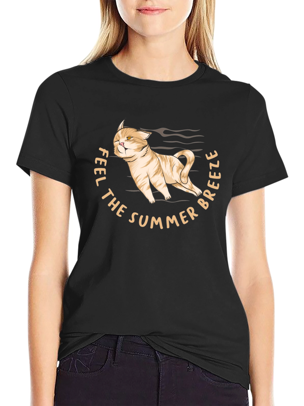 Feel The Summer Breeze Cat Graphic T-Shirt