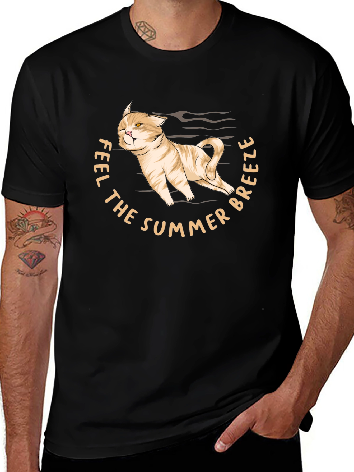 Feel The Summer Breeze Cat Graphic T-Shirt