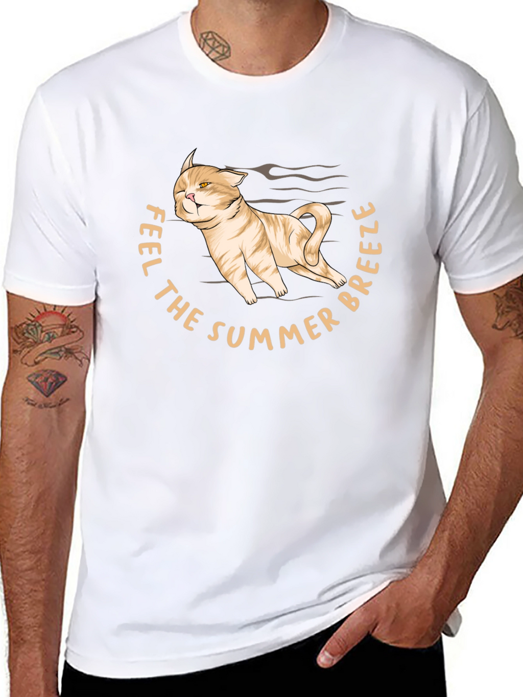 Feel The Summer Breeze Cat Graphic T-Shirt