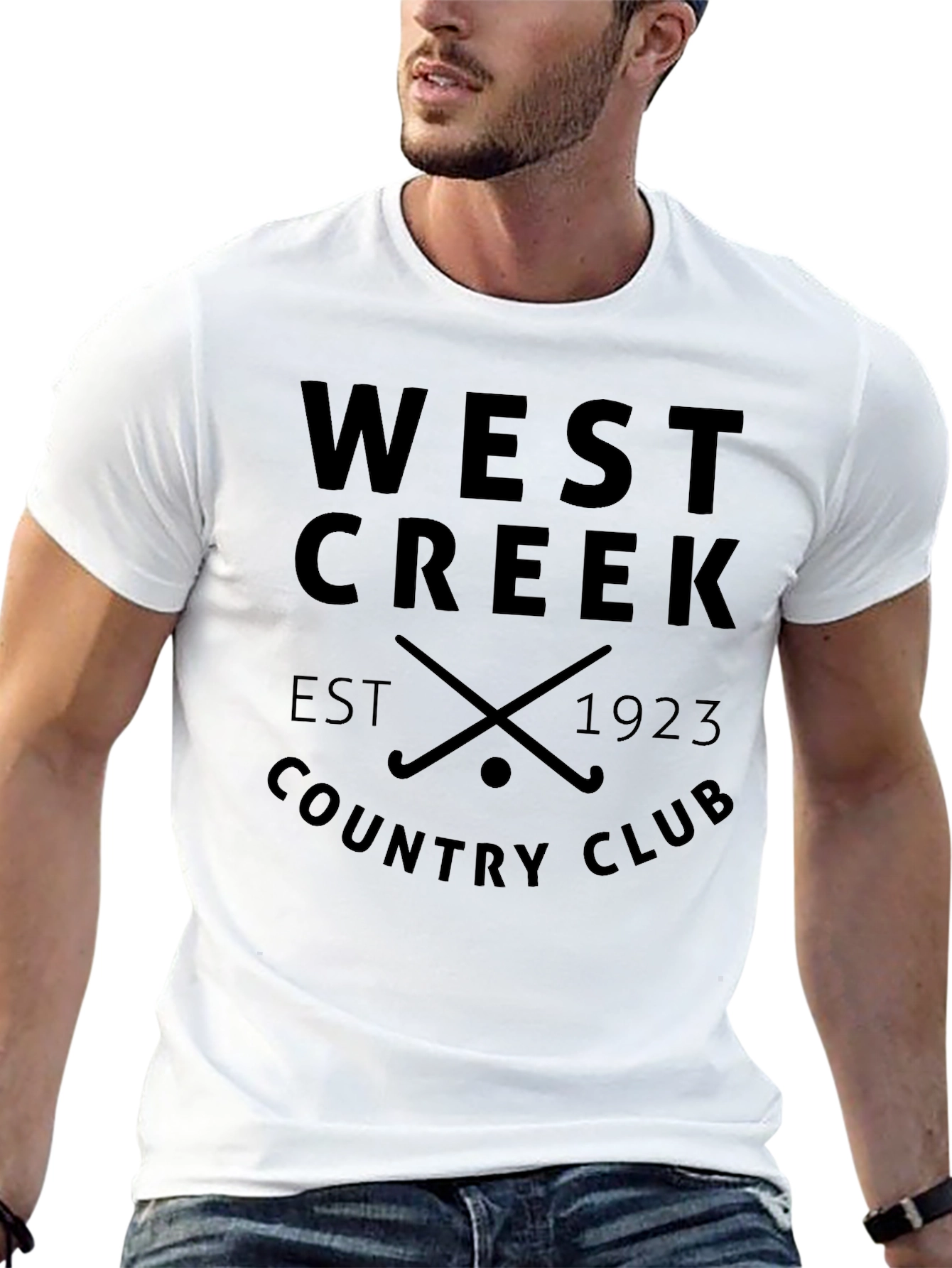 West Creek Country Club T-Shirt Black Cotton