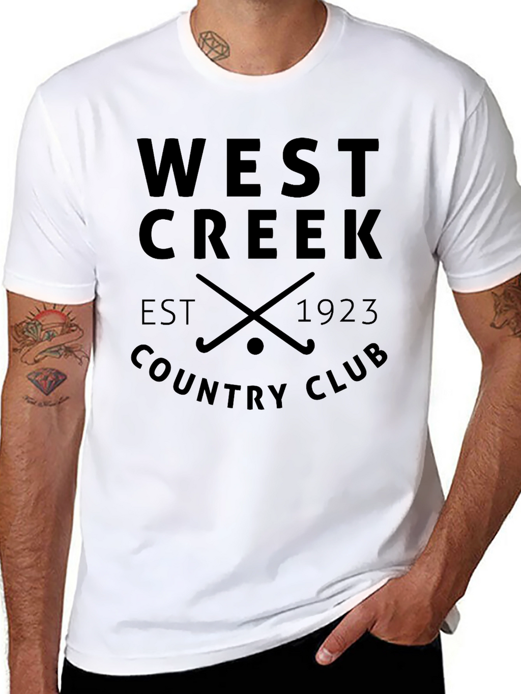 West Creek Country Club T-Shirt Black Cotton