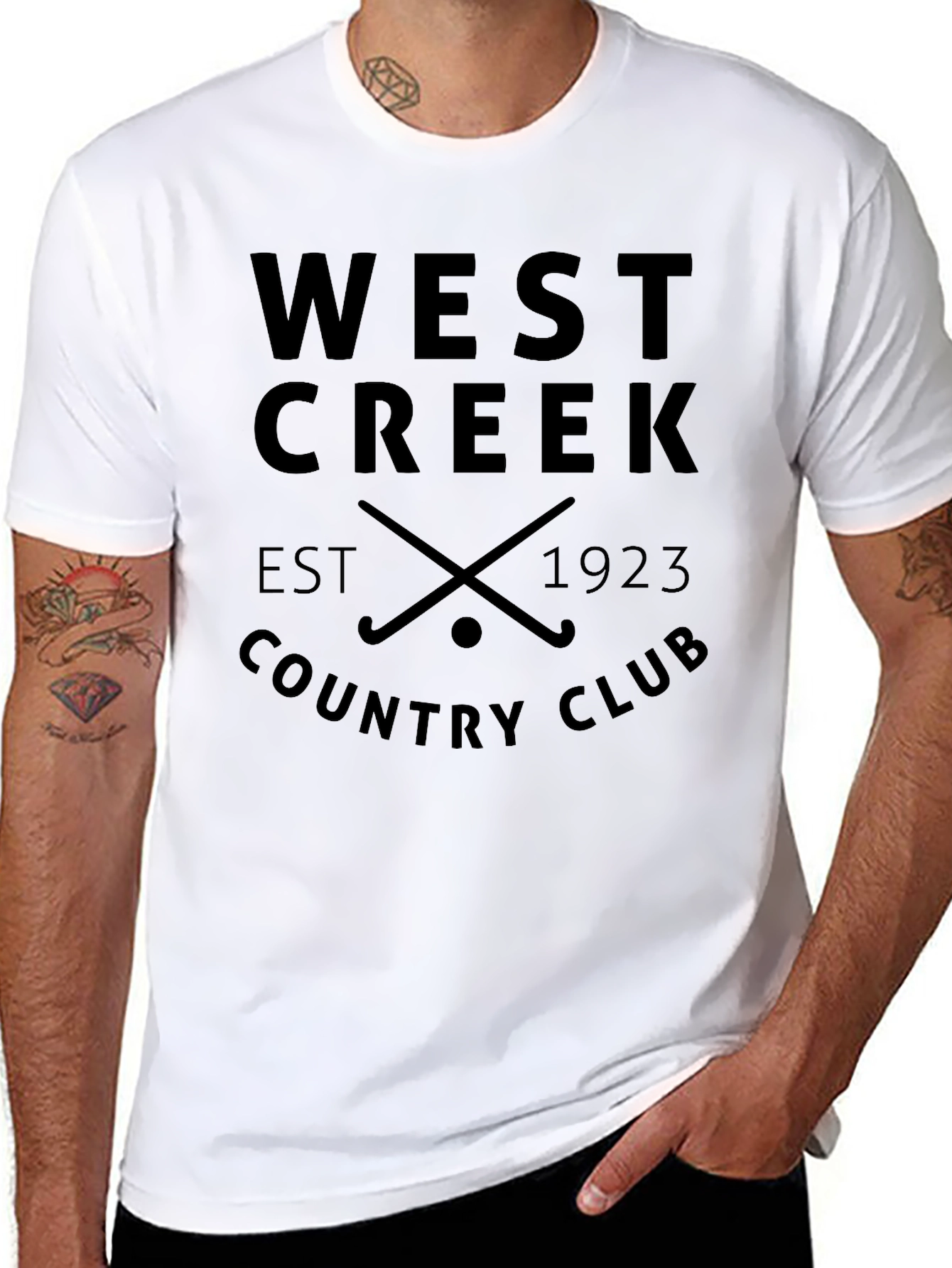 West Creek Country Club T-Shirt Black Cotton