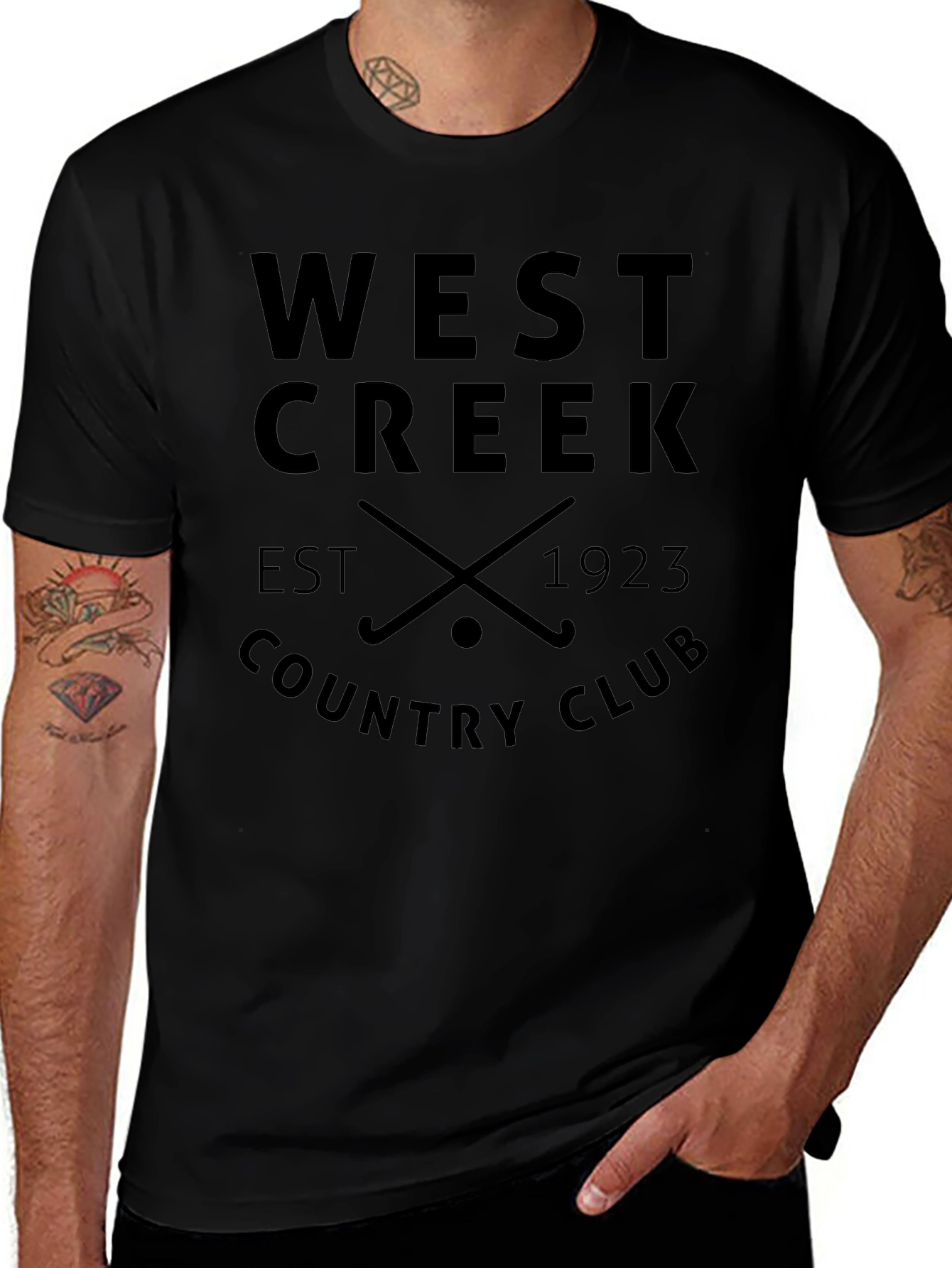 West Creek Country Club T-Shirt Black Cotton