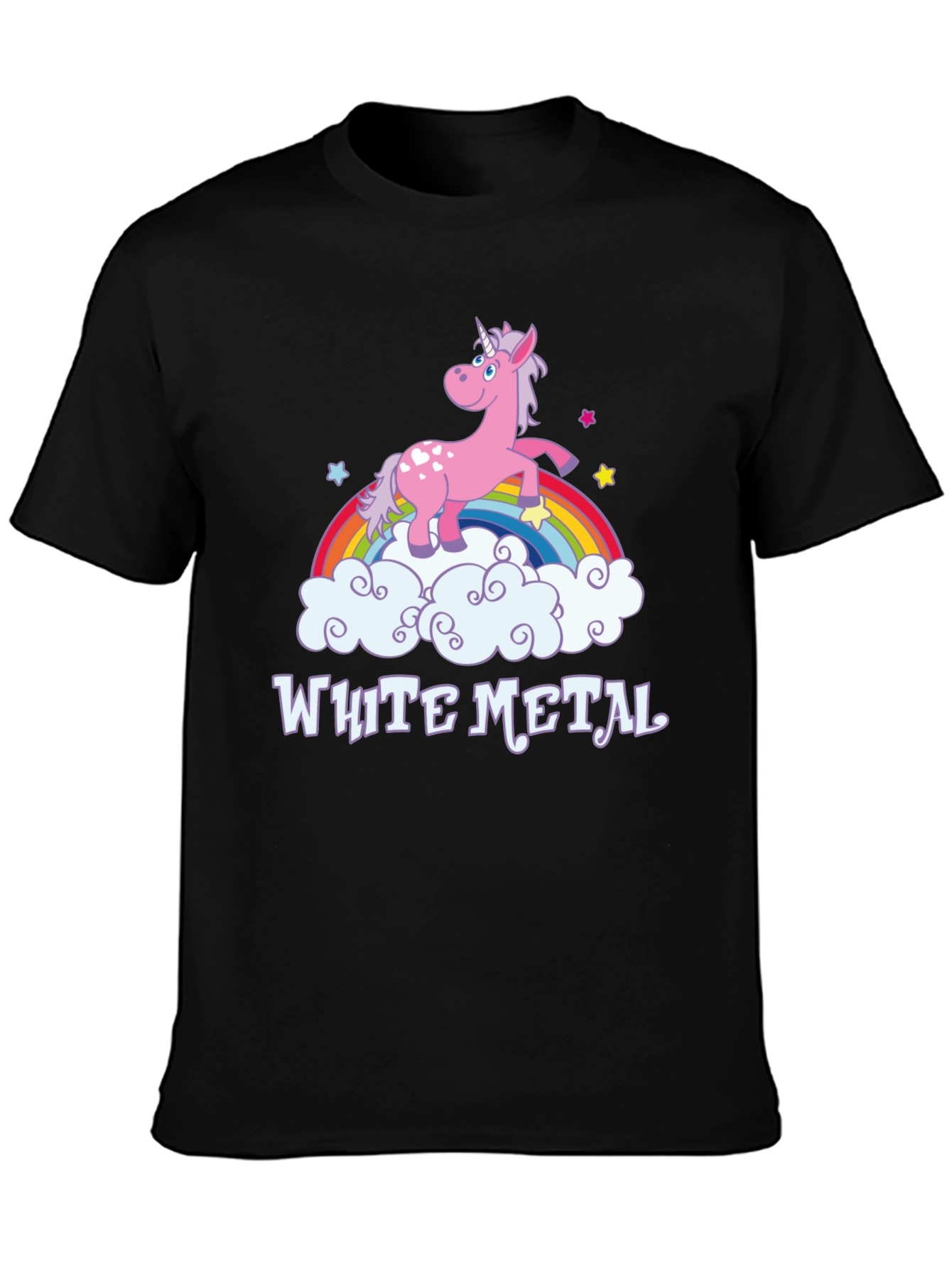White Metal Unicorn Graphic Tee - Black