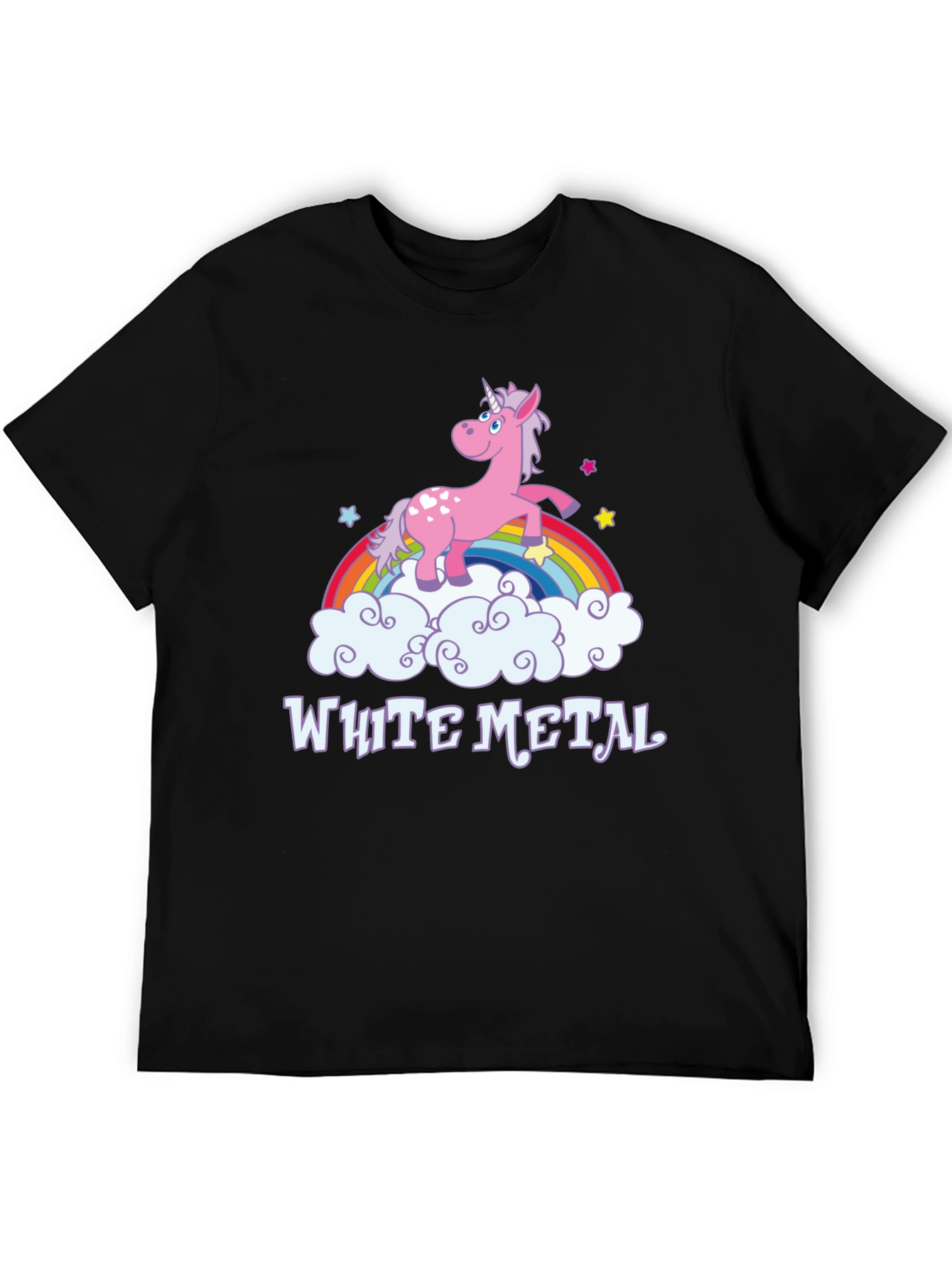 White Metal Unicorn Graphic Tee - Black