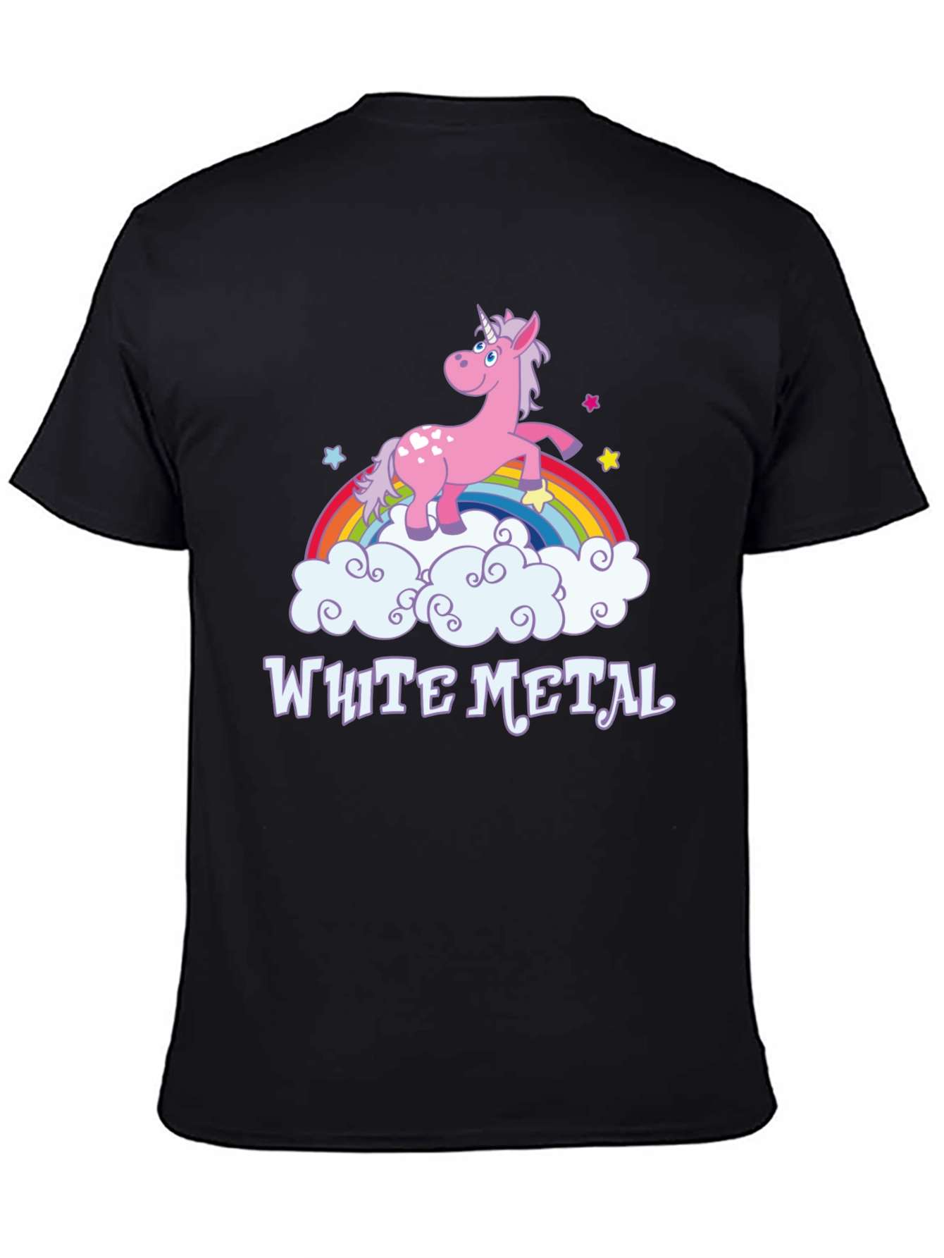 White Metal Unicorn Graphic Tee - Black