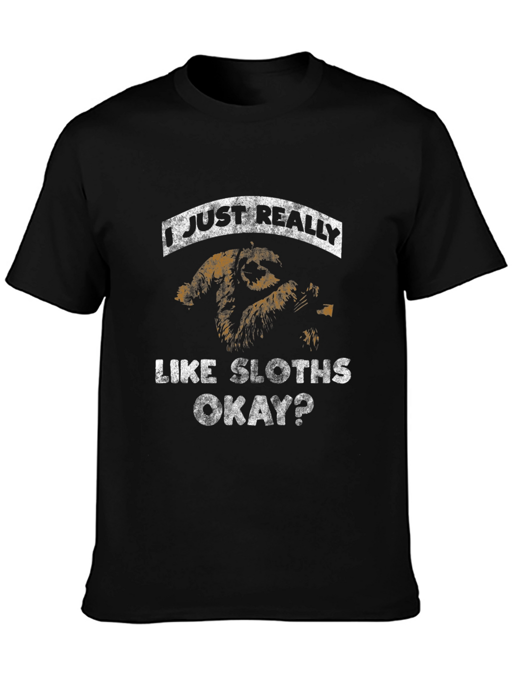 I Just Really Like Sloths Black Graphic Tee
