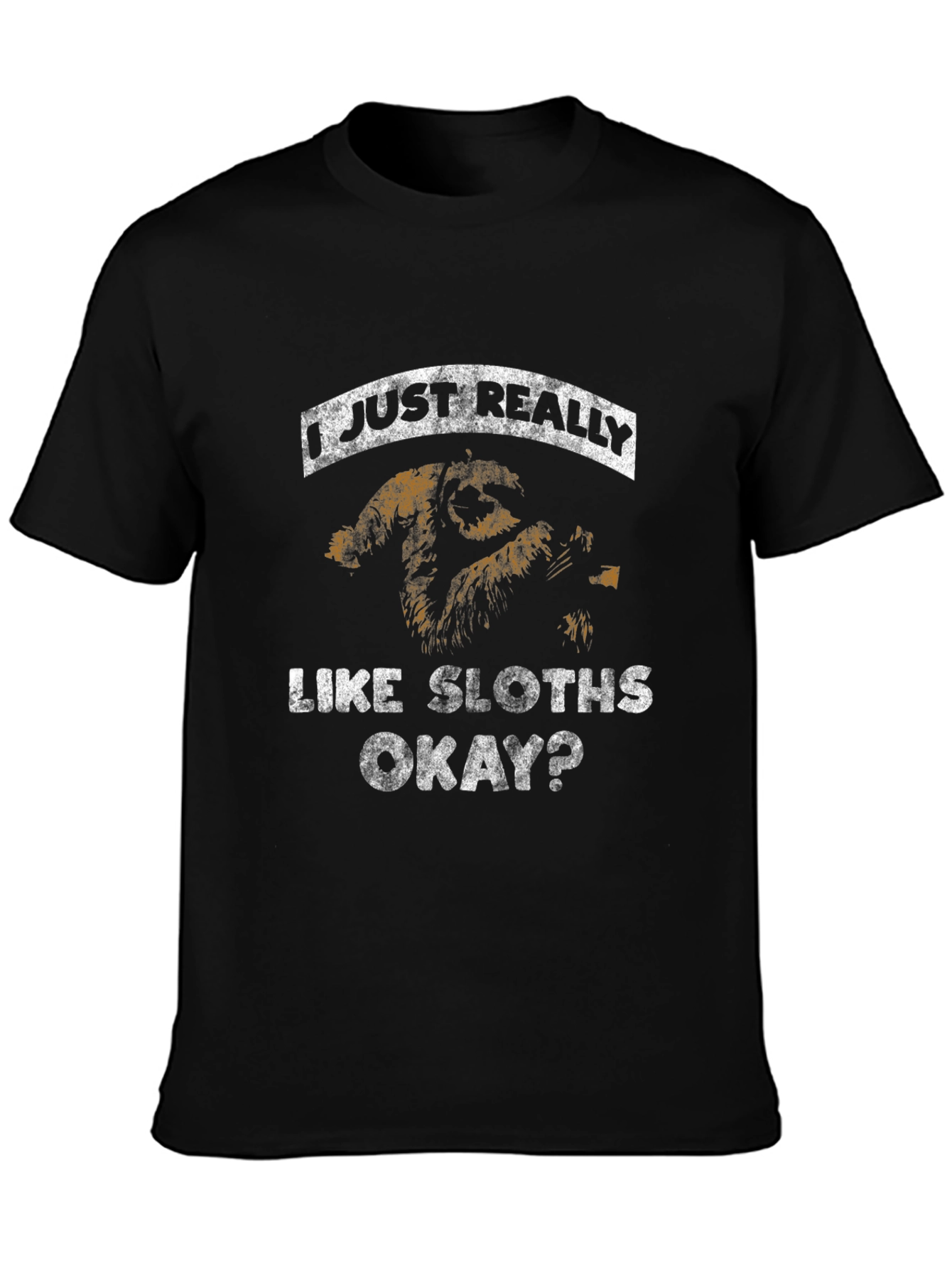I Just Really Like Sloths Black Graphic Tee
