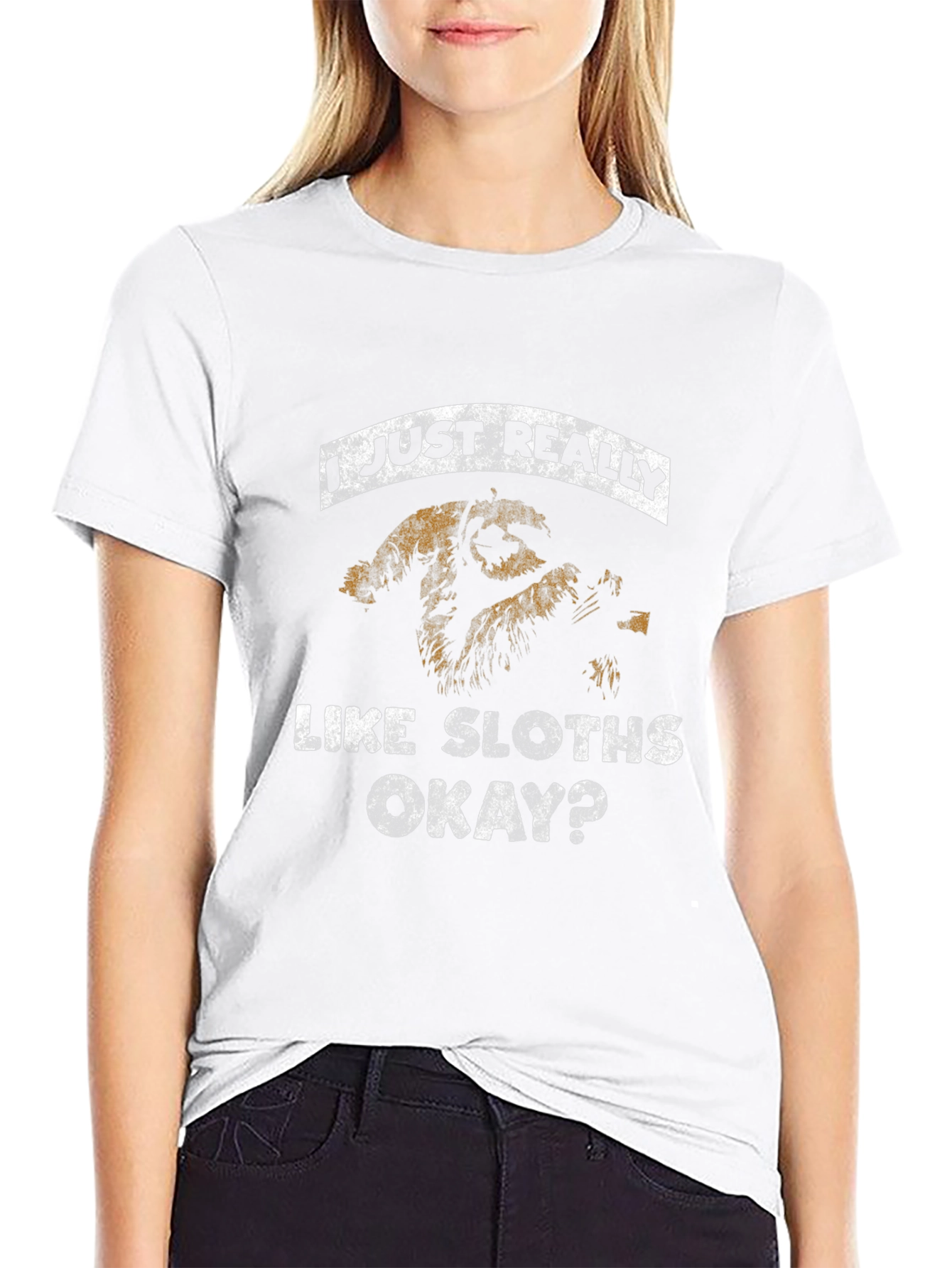 I Just Really Like Sloths Black Graphic Tee
