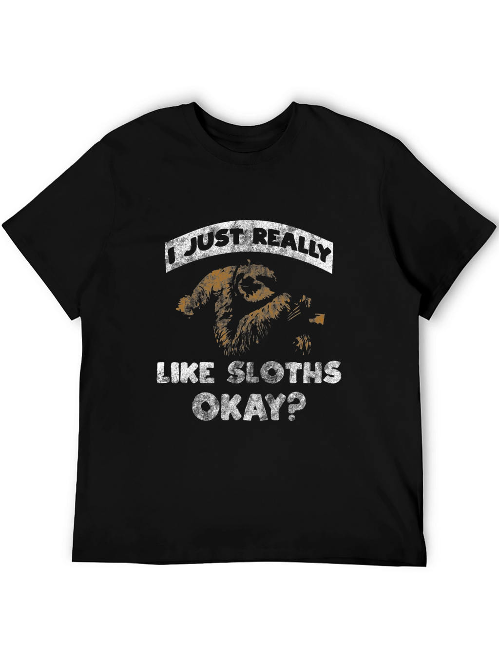 I Just Really Like Sloths Black Graphic Tee