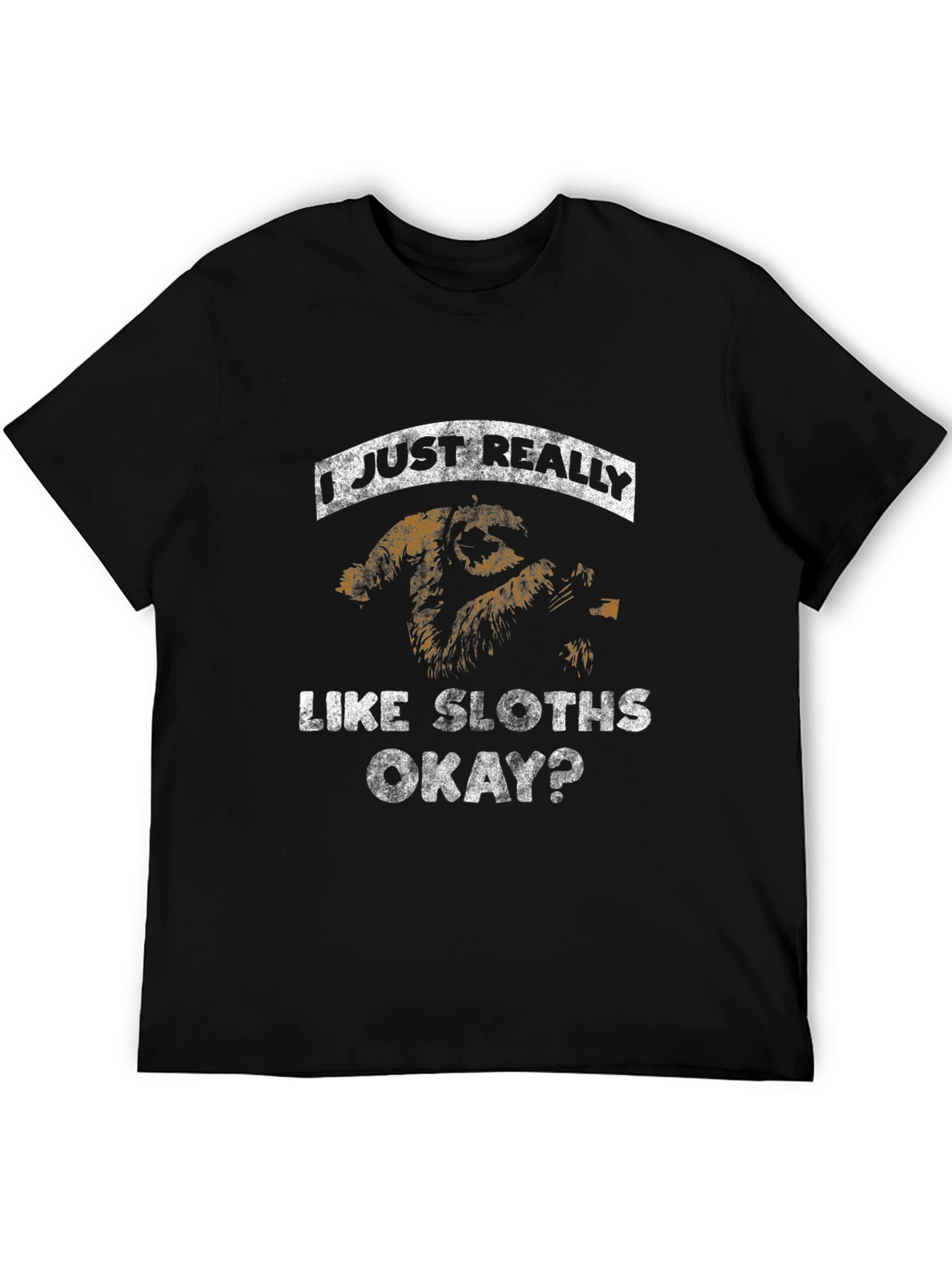 I Just Really Like Sloths Black Graphic Tee