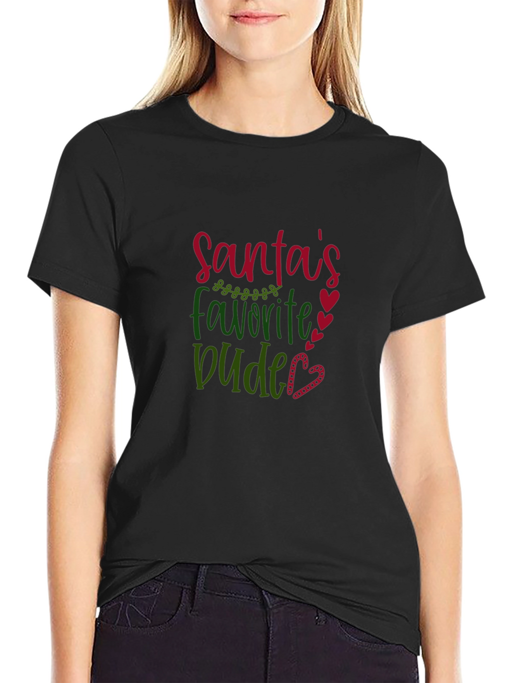 Santas Favorite Dude Graphic T-Shirt - Holiday Fun!