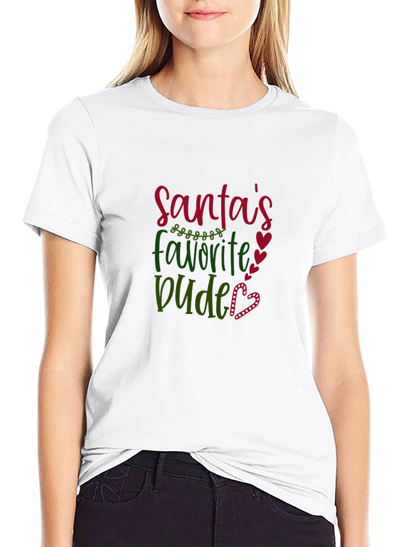 Santas Favorite Dude Graphic T-Shirt - Holiday Fun!