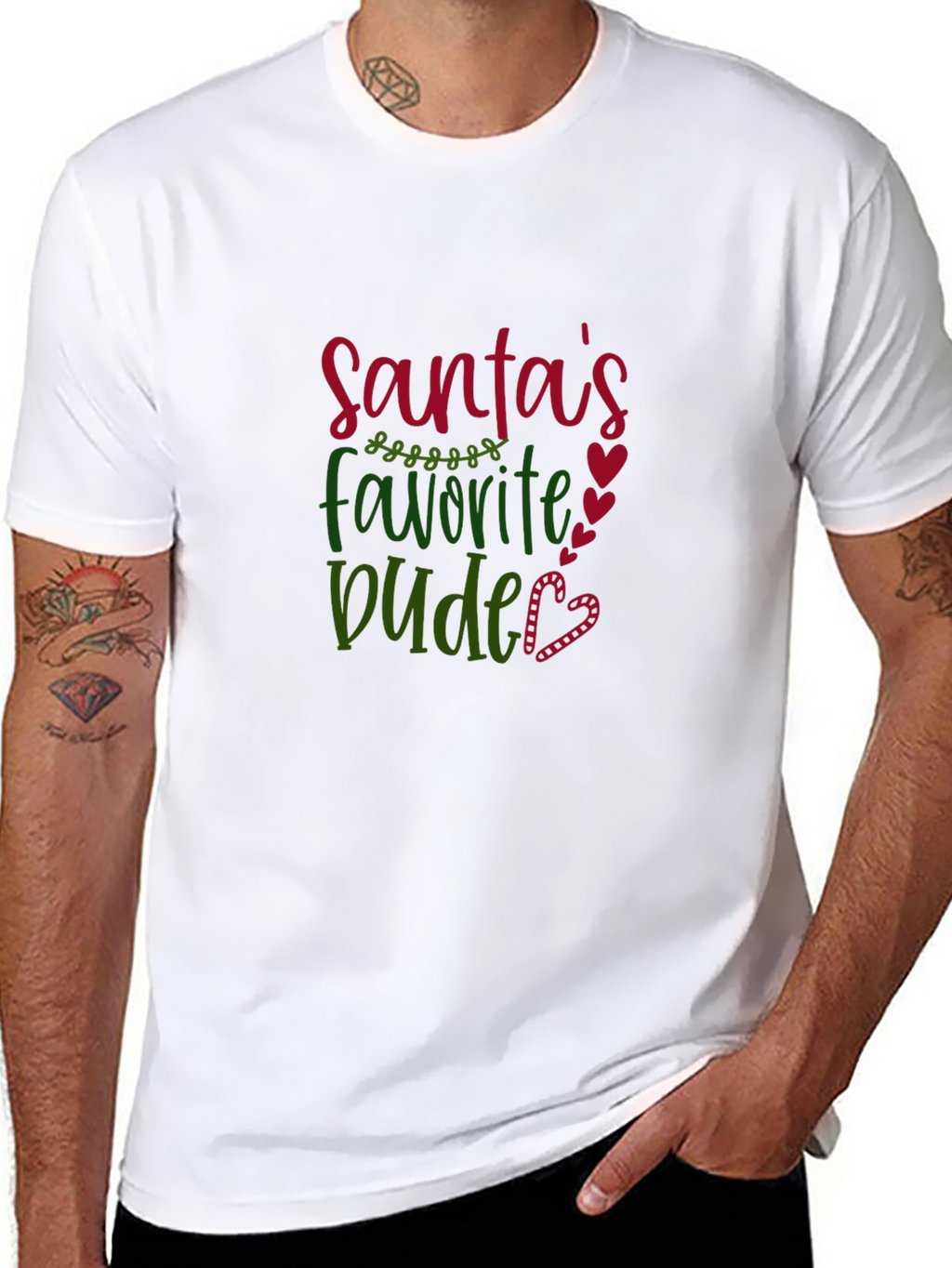 Santas Favorite Dude Graphic T-Shirt - Holiday Fun!