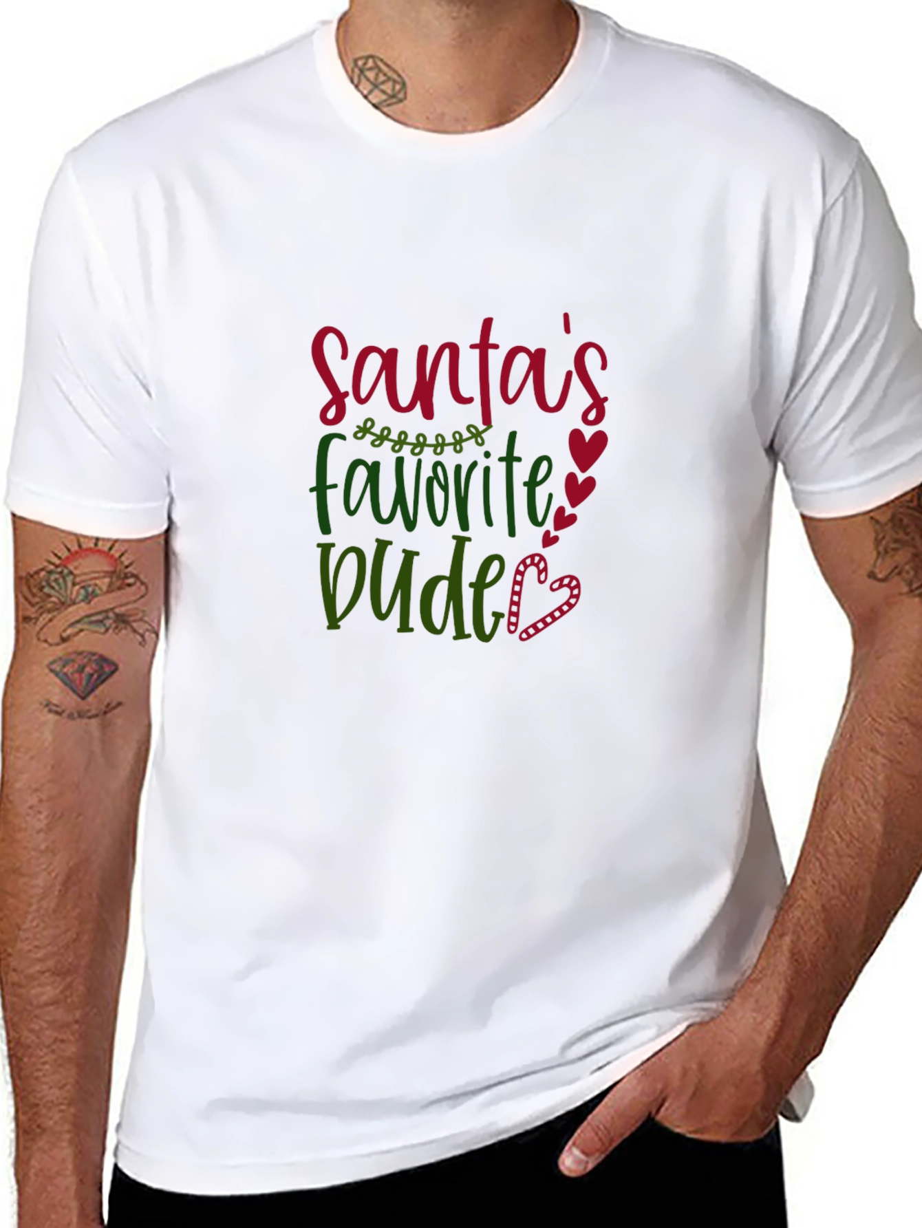 Santas Favorite Dude Graphic T-Shirt - Holiday Fun!