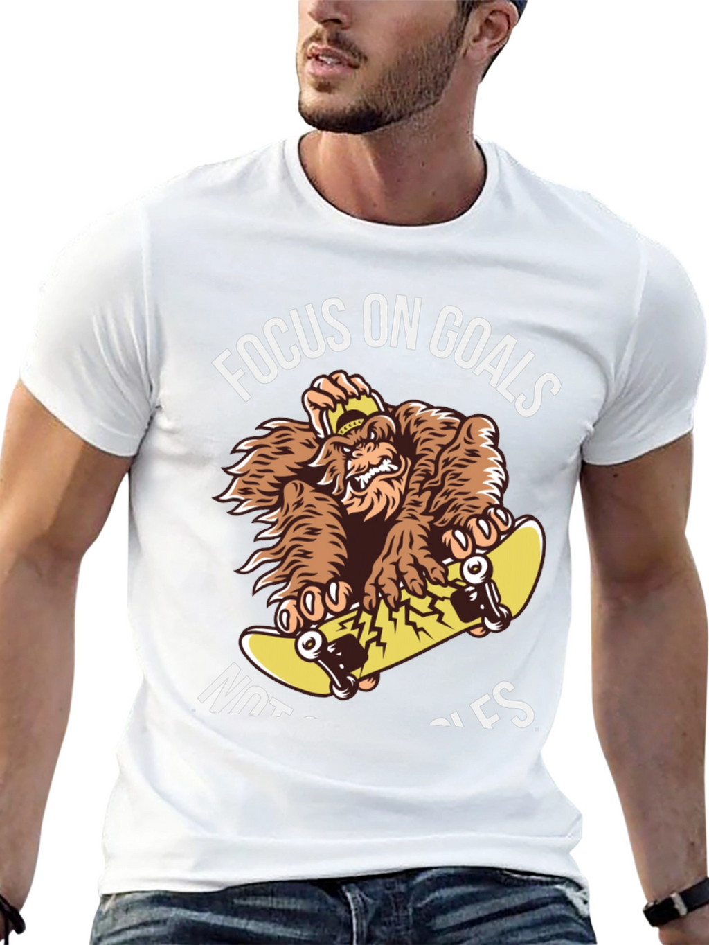 Focus on Goals Skateboard Gorilla Graphic T-Shirt